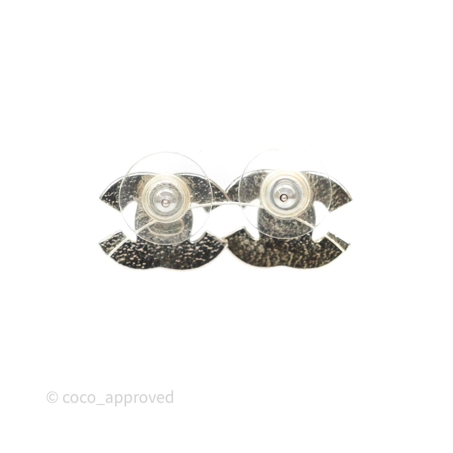 Chanel CC Crystals Earrings Silver Tone 13V