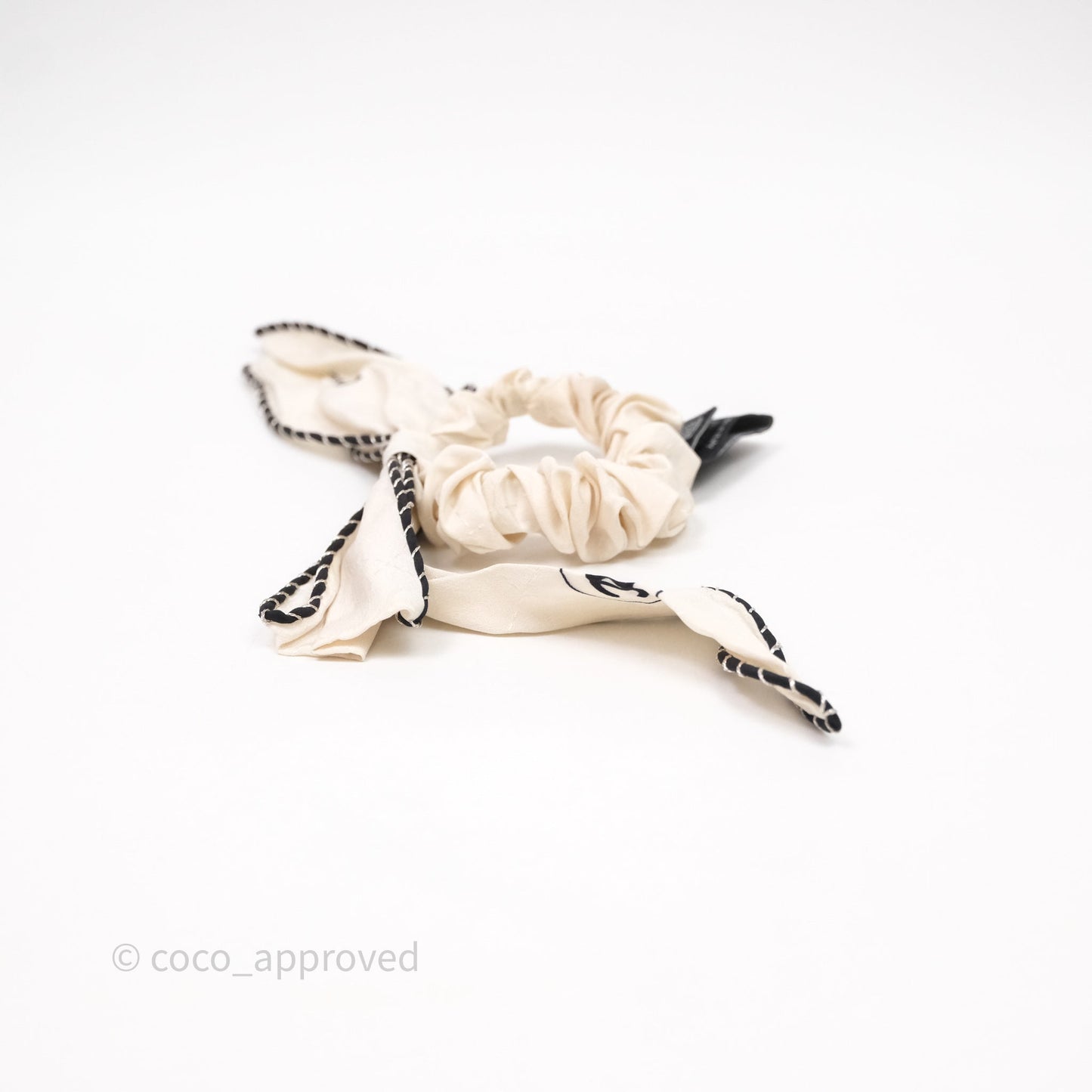 Chanel Bow Silk Hair Accessory Ivory & Black