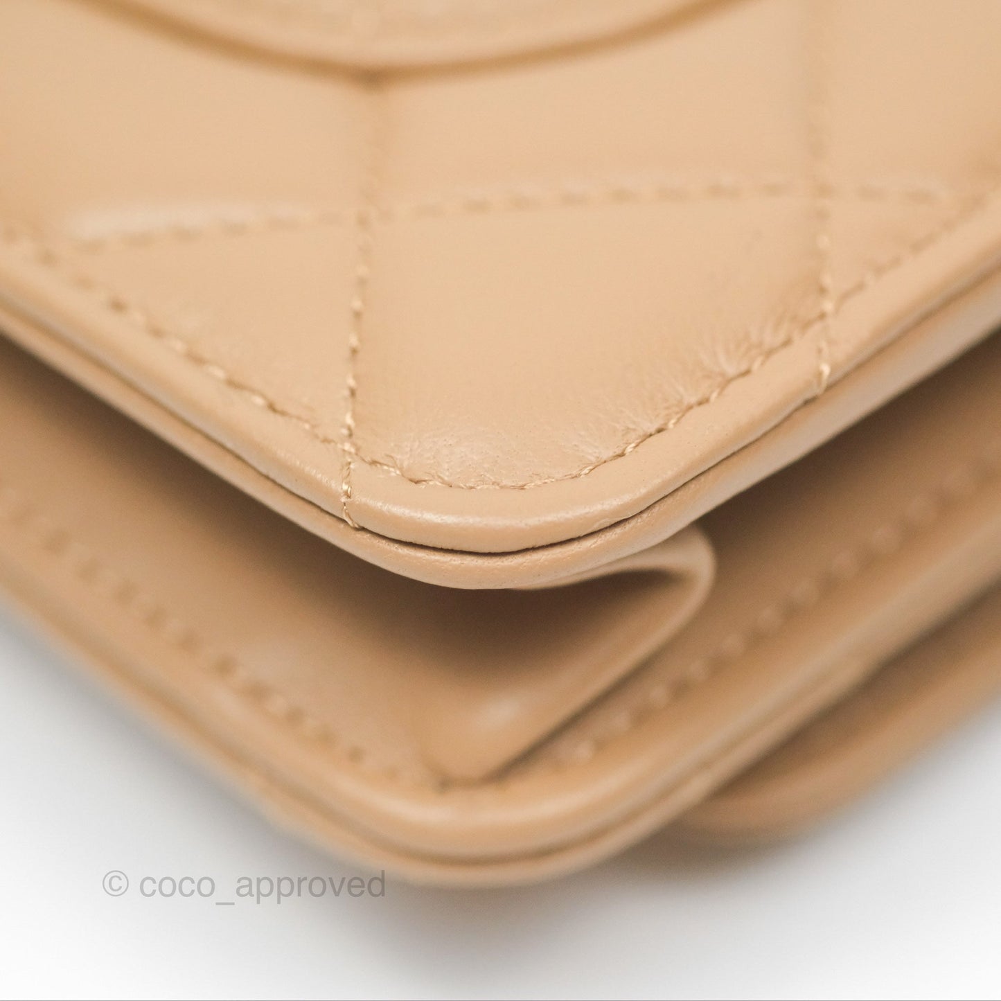 Chanel Quilted Pearl Crush Wallet on Chain WOC Beige Lambskin Aged Gold Hardware