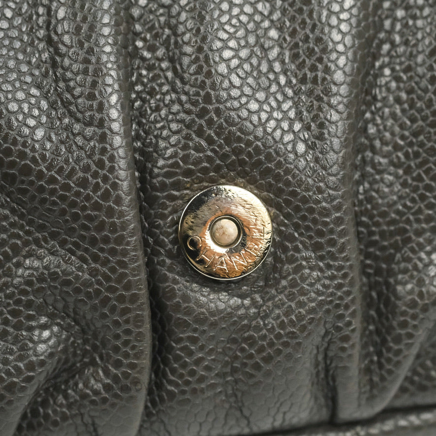 Chanel Half Moon Wallet on Chain WOC Dark Grey Caviar Silver Hardware