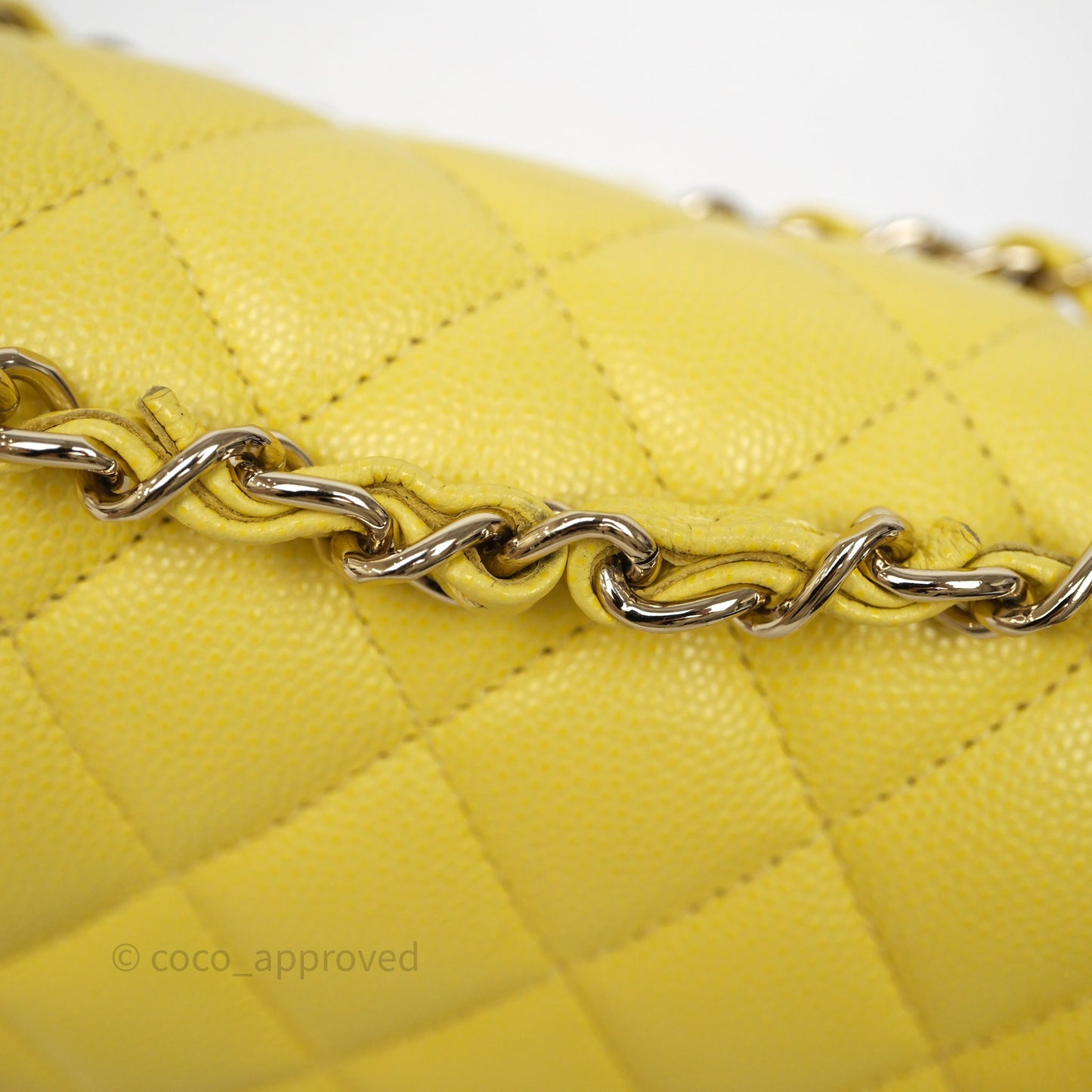 Chanel Small Classic Flap Quilted Yellow Caviar Gold Hardware