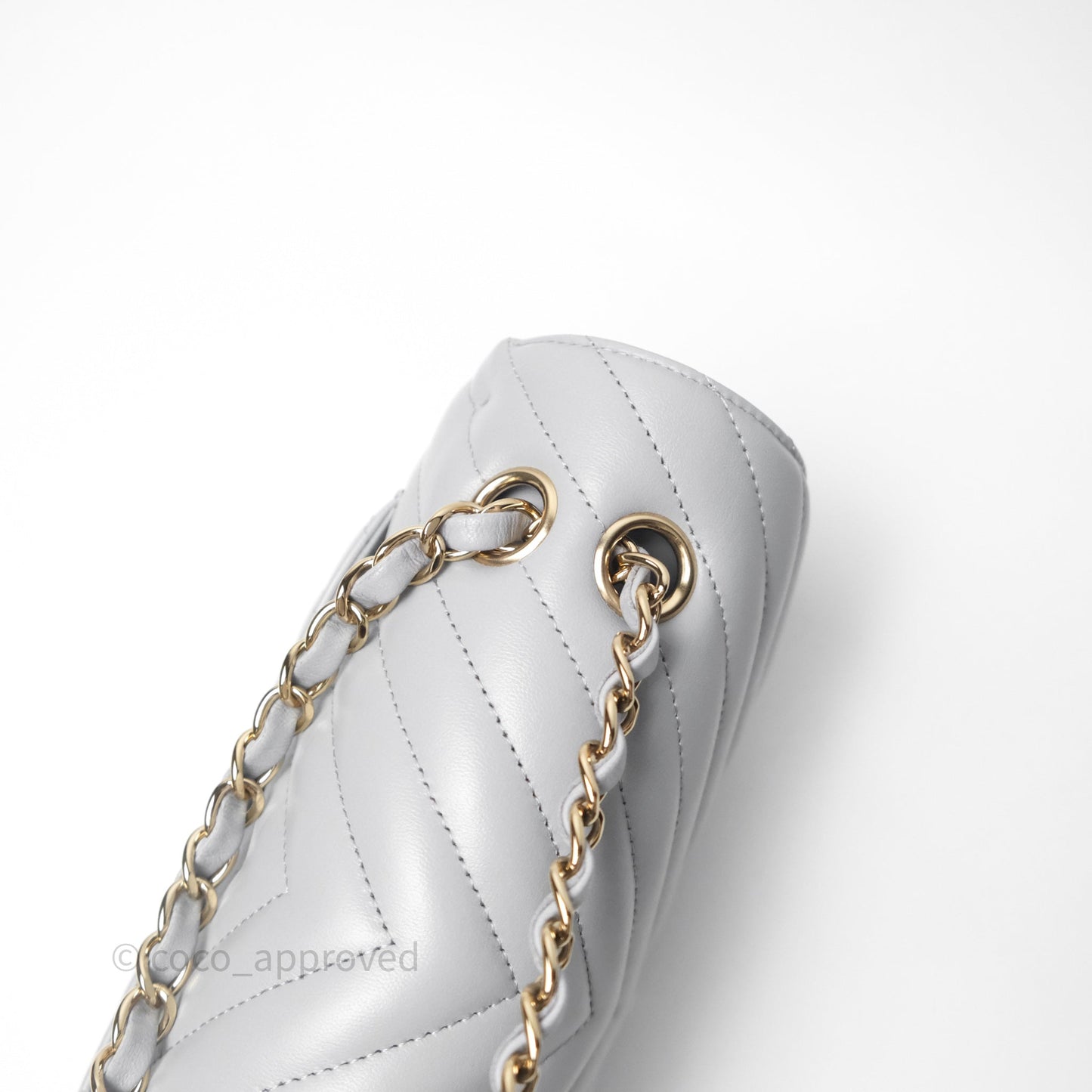 Chanel Classic Small Flap Chevron Grey Lambskin Gold Hardware