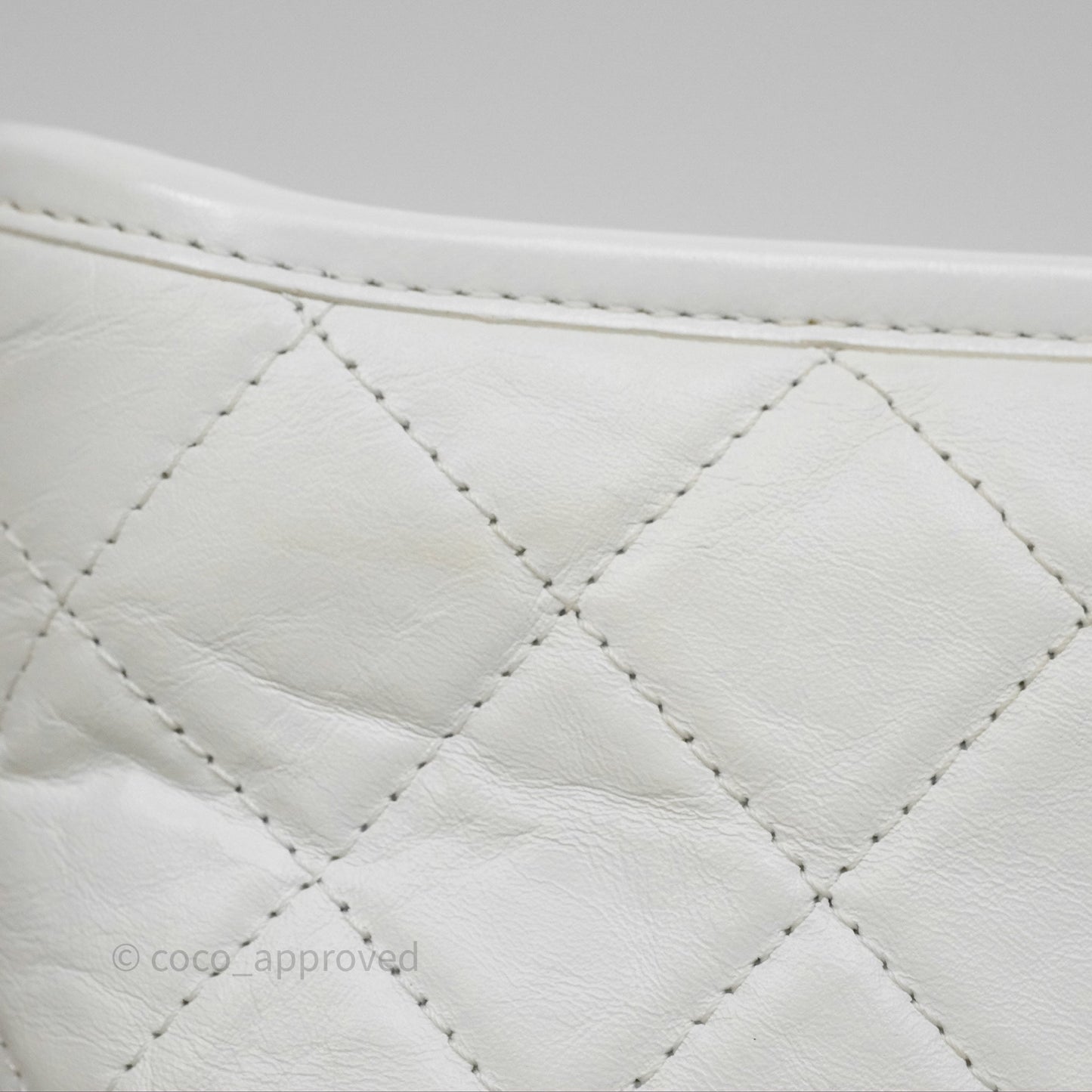 Chanel Small Gabrielle Hobo Quilted White Aged Calfskin