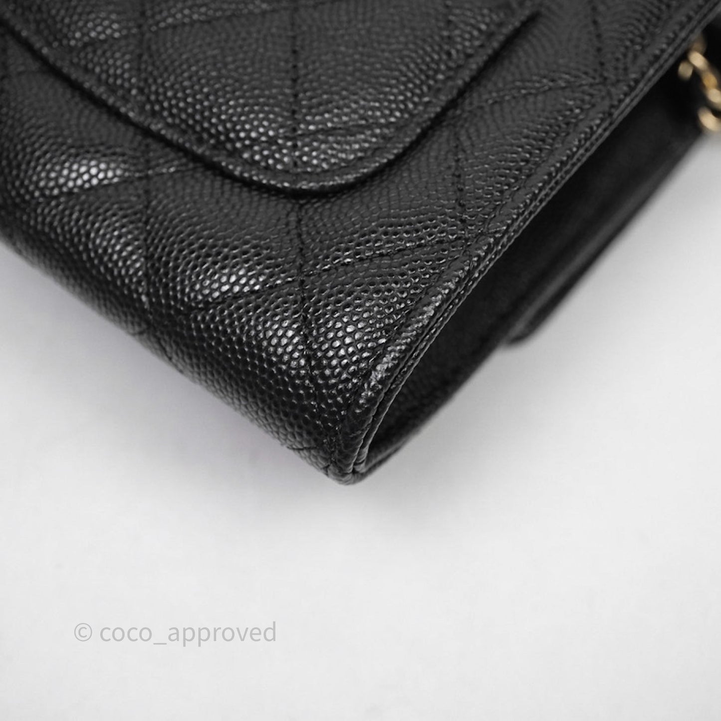Chanel Quilted Mini Wallet on Chain WOC Black Caviar Gold Hardware