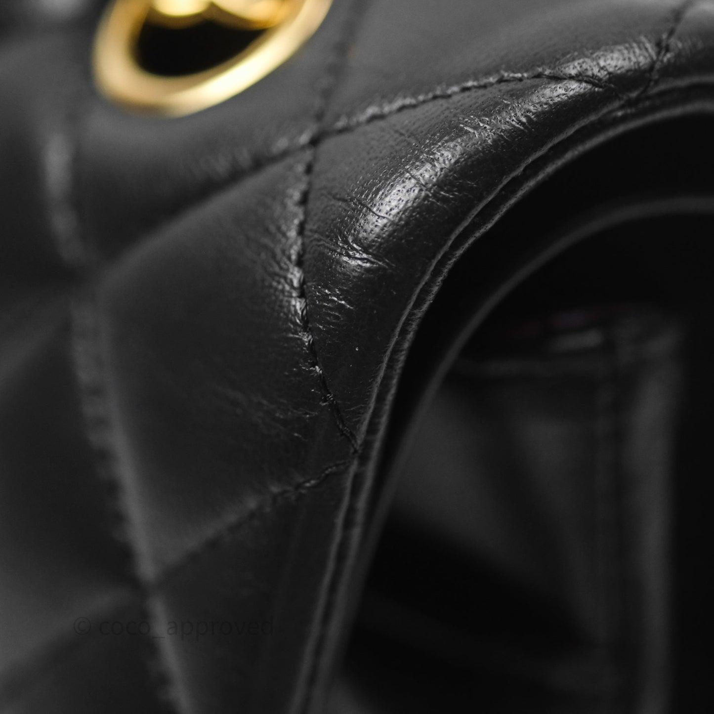 Chanel Classic M/L Medium Flap Quilted Black Lambskin Gold Hardware