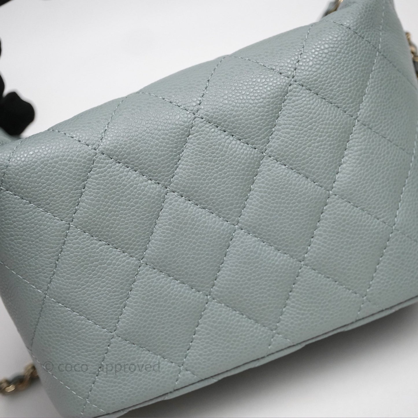 Chanel Hobo With Chain Quilted Tiffany Green Grey Caviar Gold Hardware
