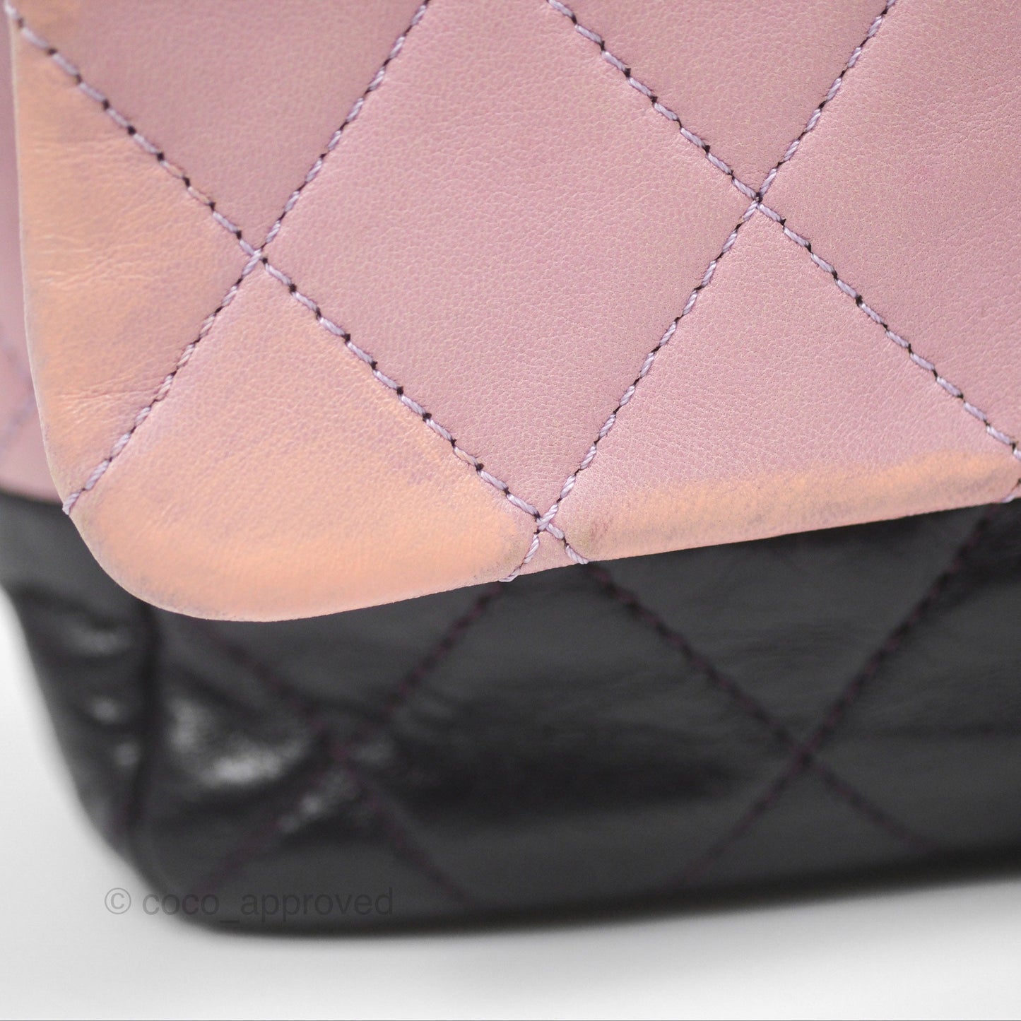 Chanel Medium Bicolor CC Chain Flap Pink/Black Lambskin Silver Hardware