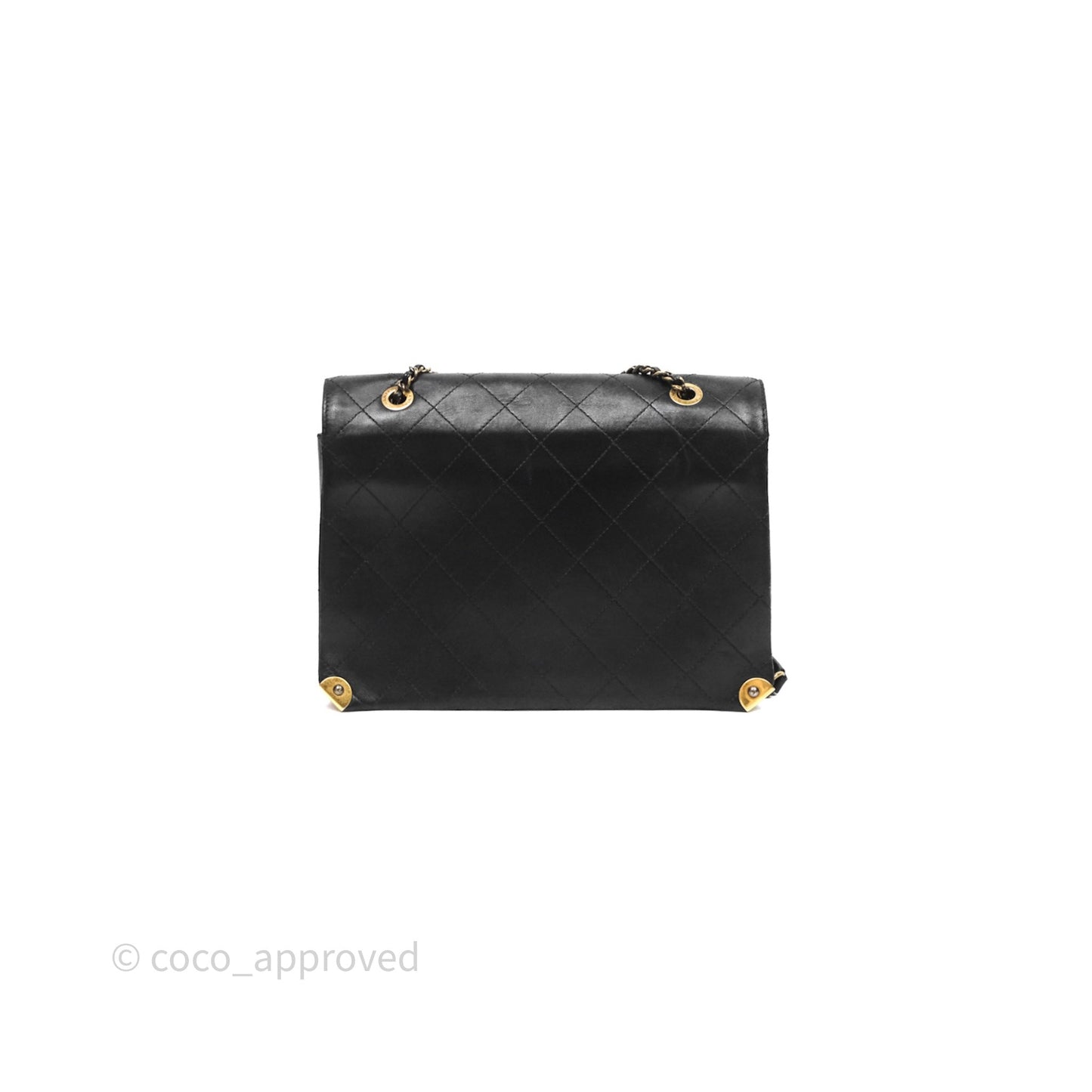 Chanel Quilted Flap Bag Black Calfskin Aged Gold Hardware
