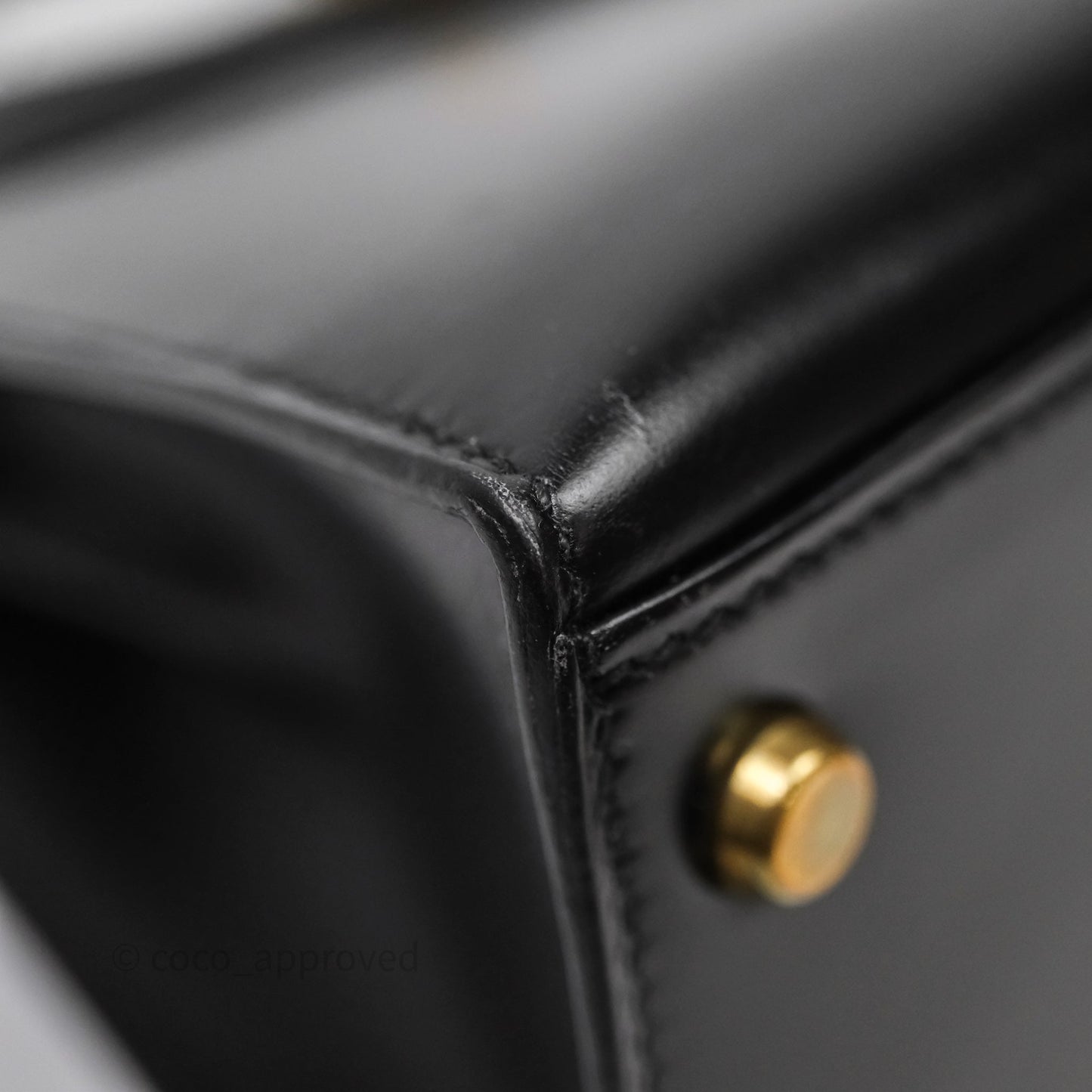 Hermès Vintage Kelly 28 Sellier Black Noir 89 Box Leather Gold Hardware