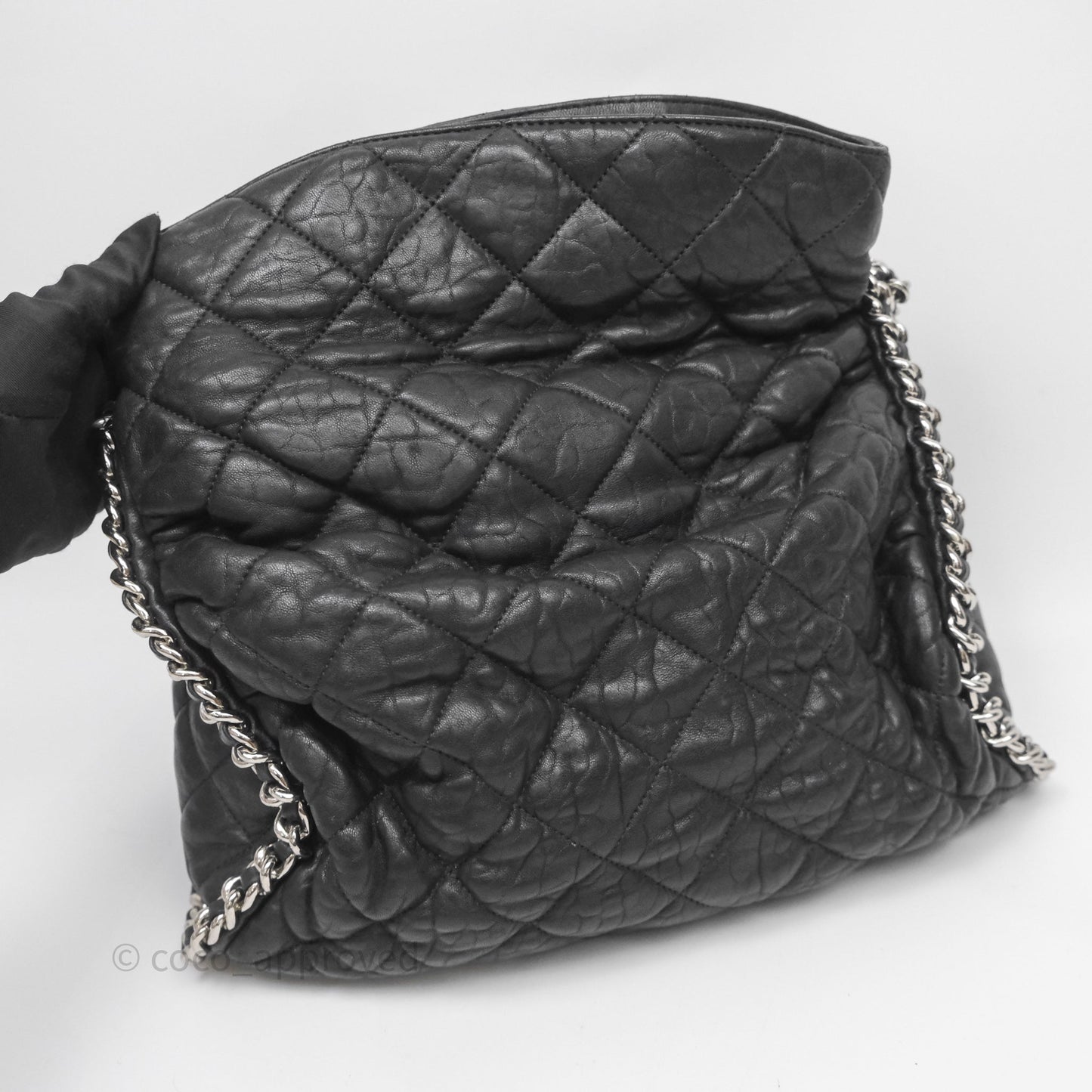 Chanel Chain Around Calfskin Hobo Black Silver Hardware