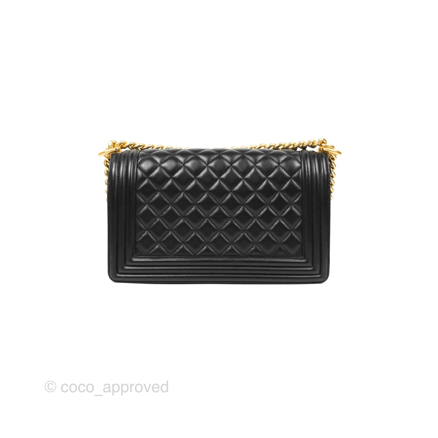 Chanel Quilted Medium Boy Black Lambskin Aged Gold Hardware