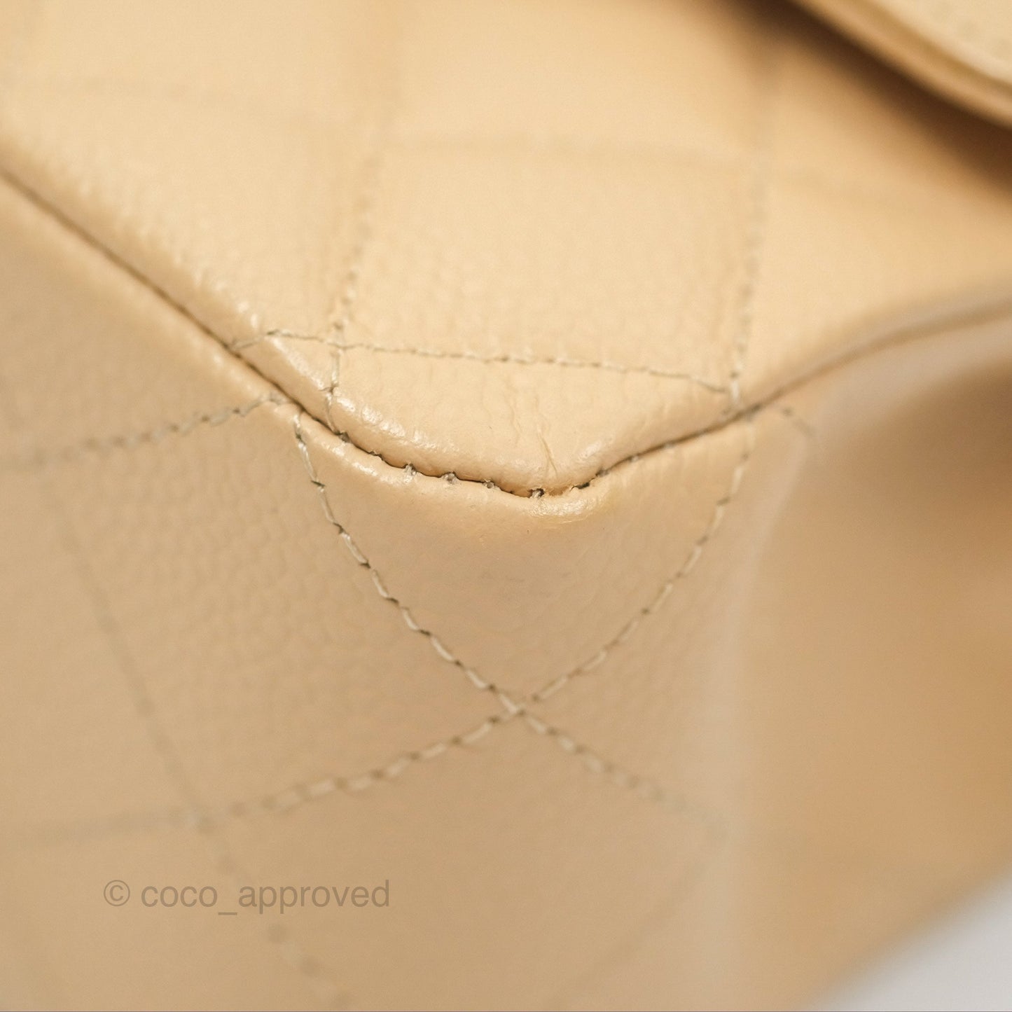 Chanel Classic M/L Medium Flap Quilted Beige Caviar Gold Hardware