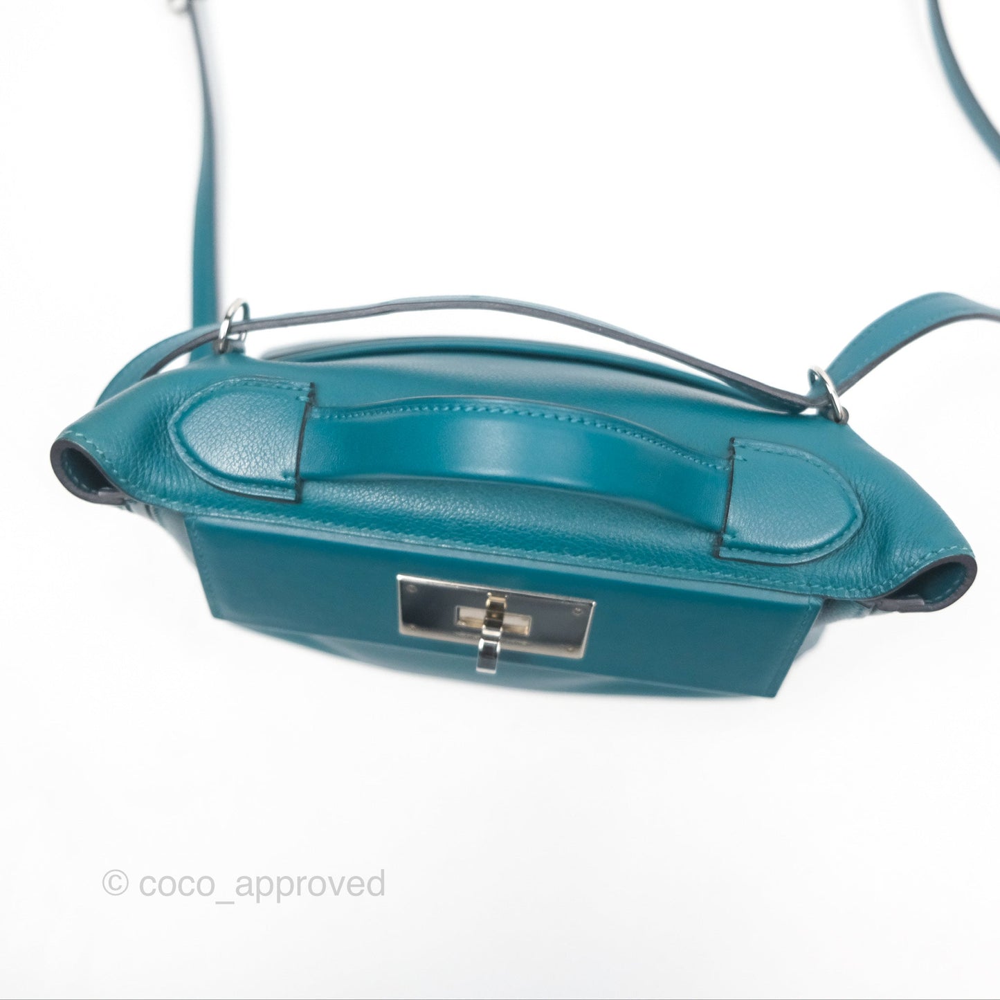 Hermès 24/24 21 Mini Vert Bosphore Evercolor Swift Palladium Hardware