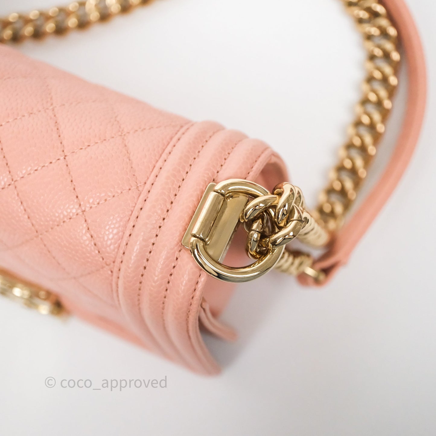 Chanel Small Boy Quilted Pink Caviar Gold Hardware