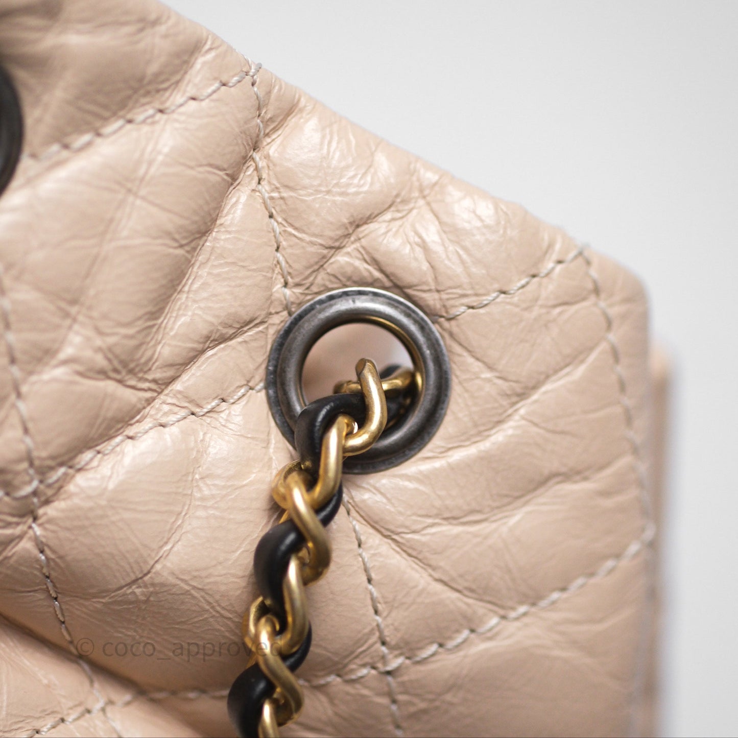 Chanel Small Gabrielle Backpack Beige Black Aged Calfskin