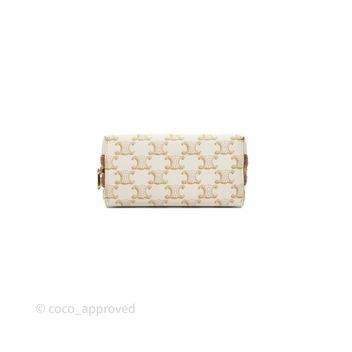 Celine Clutch With Chain Triomphe Canvas White/Tan
