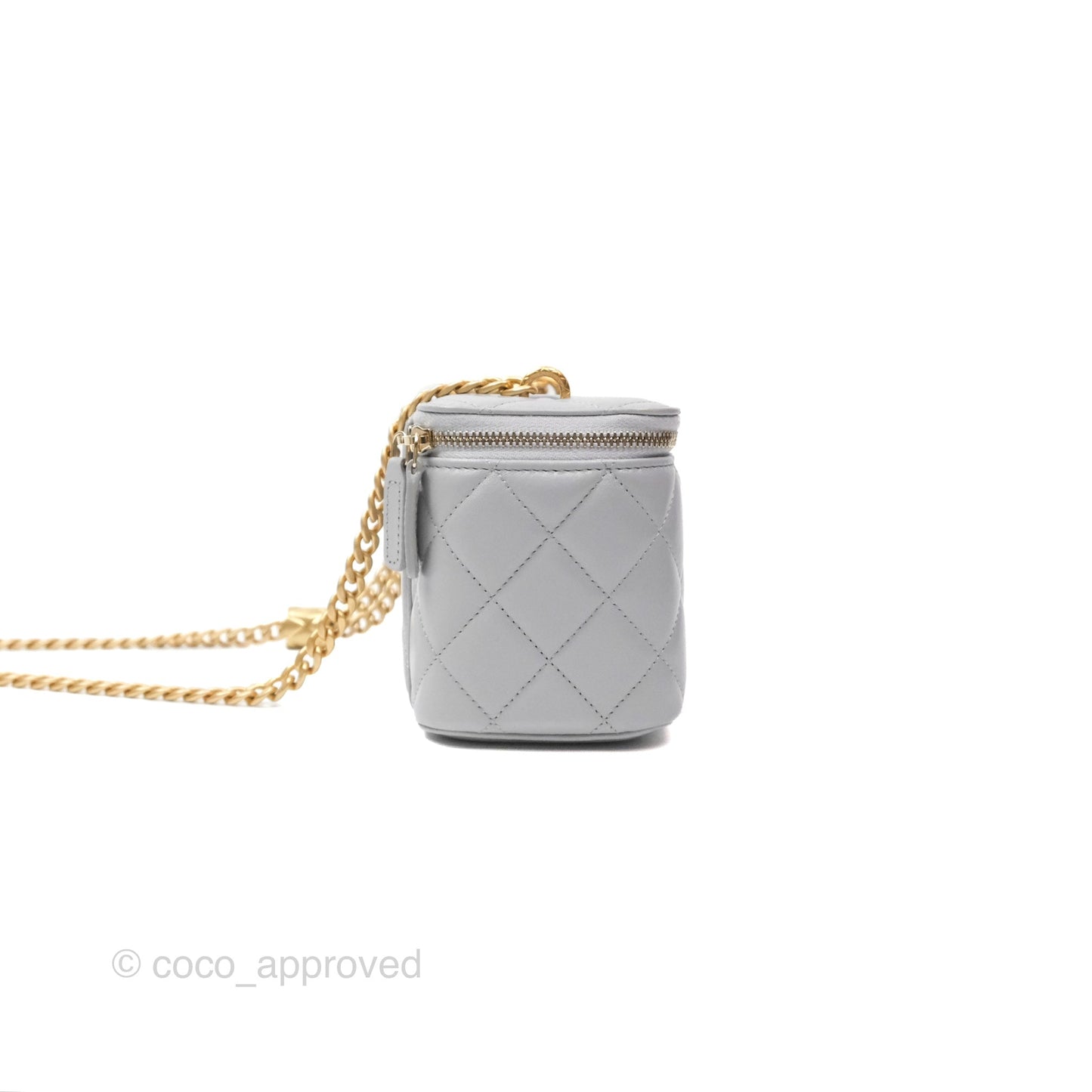 Chanel All Slide Vanity with Adjustable Chain Grey Lambskin Aged Gold Hardware