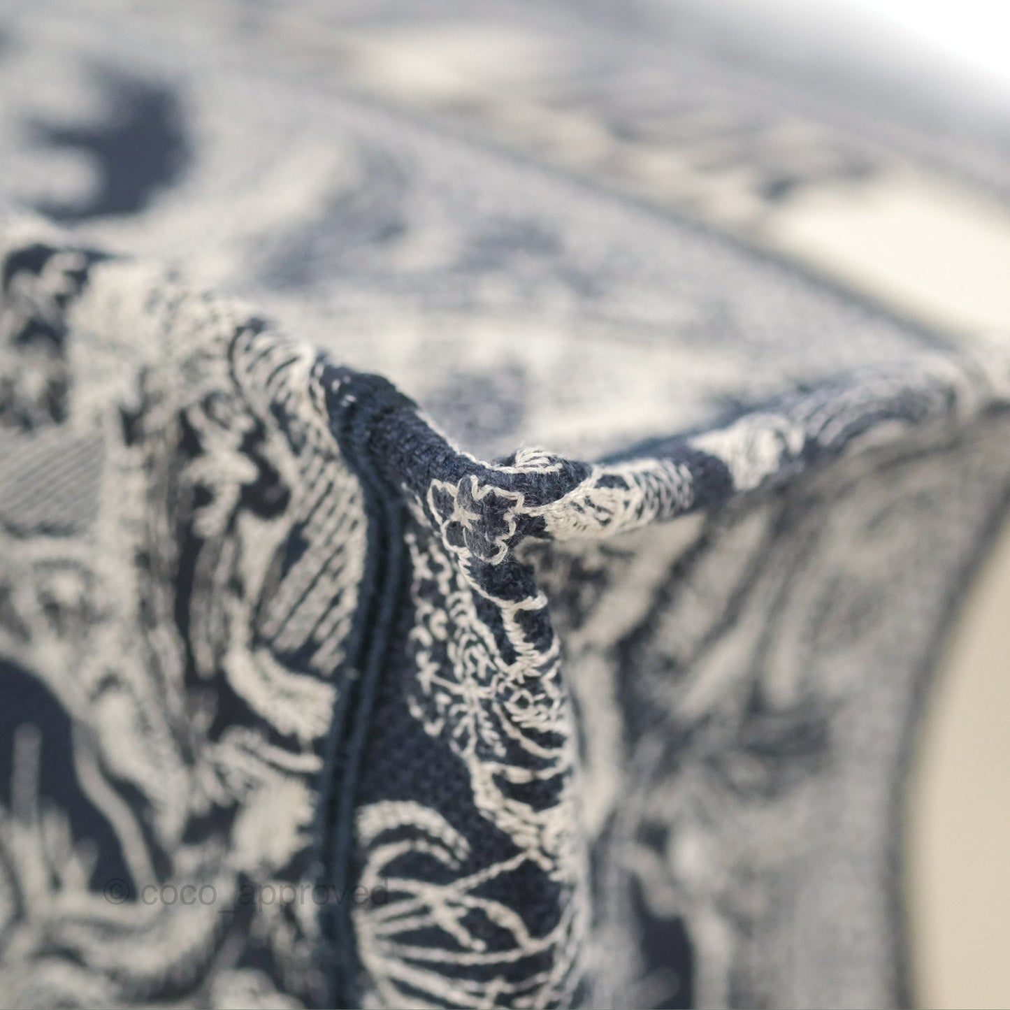 Christian Dior Embroidered Toile De Jouy Small Canvas Book Tote Navy