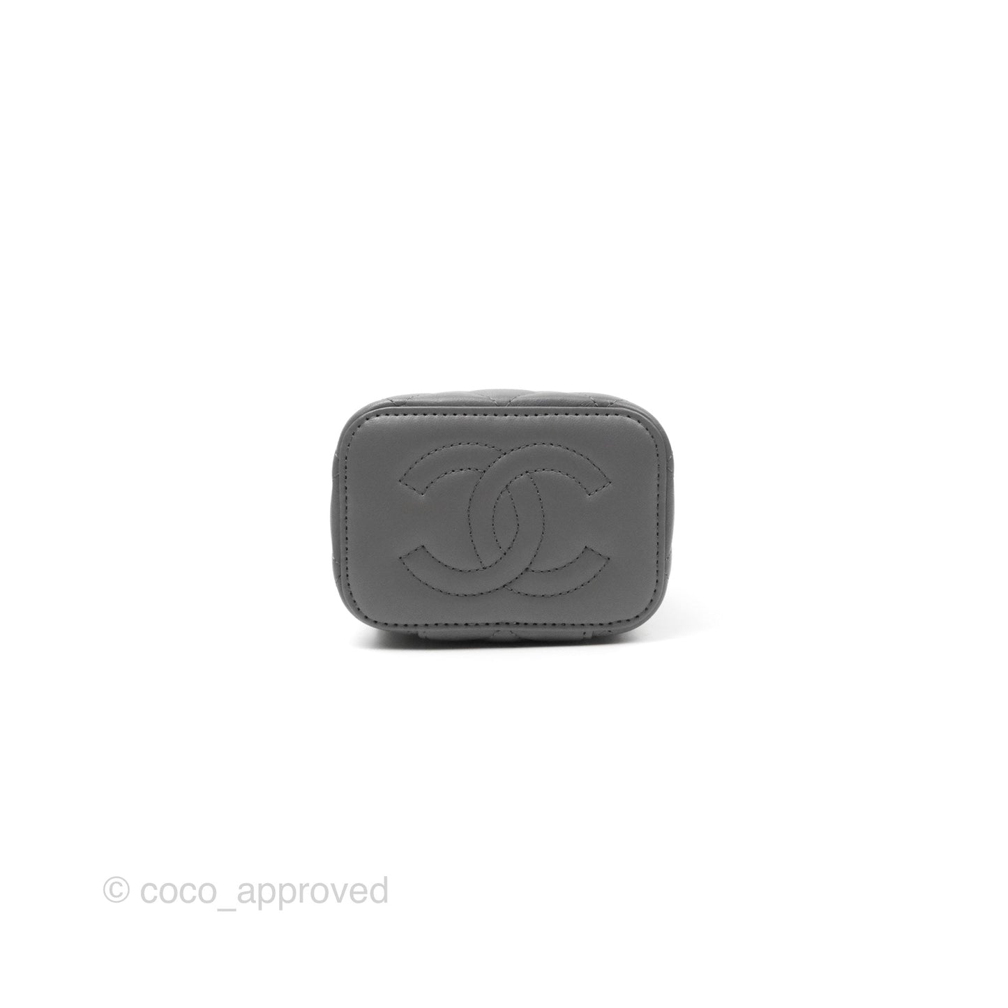 Chanel Mini Top Handle Vanity With Chain Grey Lambskin Gold Hardware