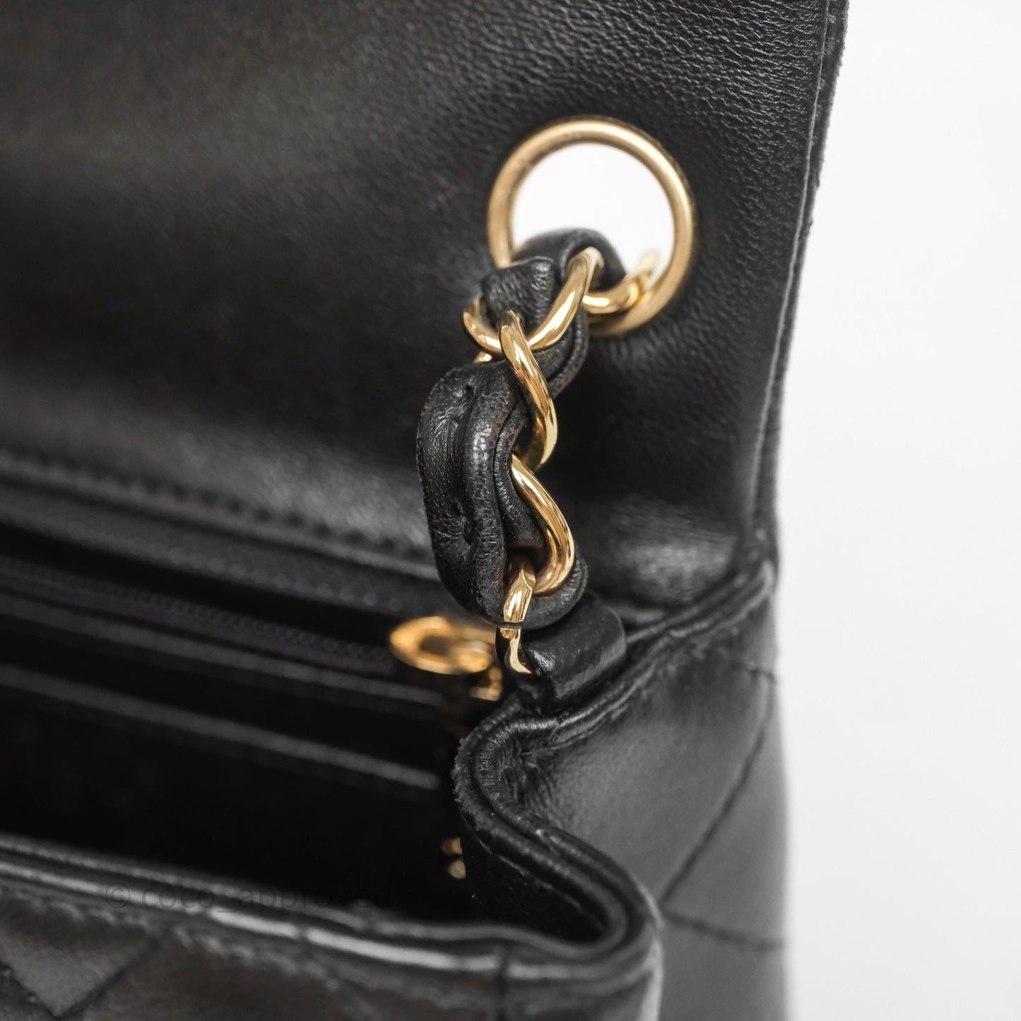 Chanel Mini Square Quilted Black Lambskin Gold Hardware