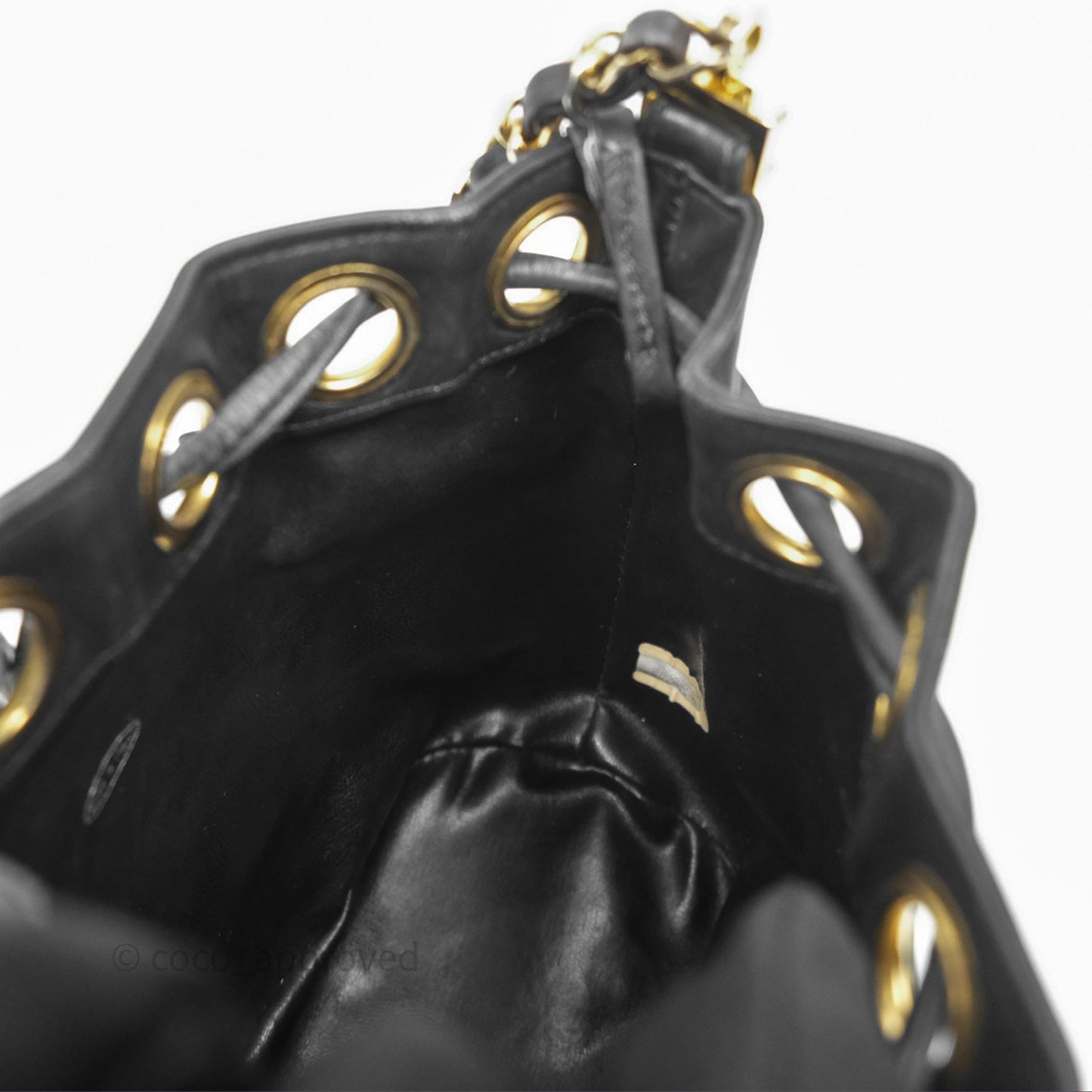 Chanel Vintage Mini CC Bucket Bag Black Lambskin Gold Hardware