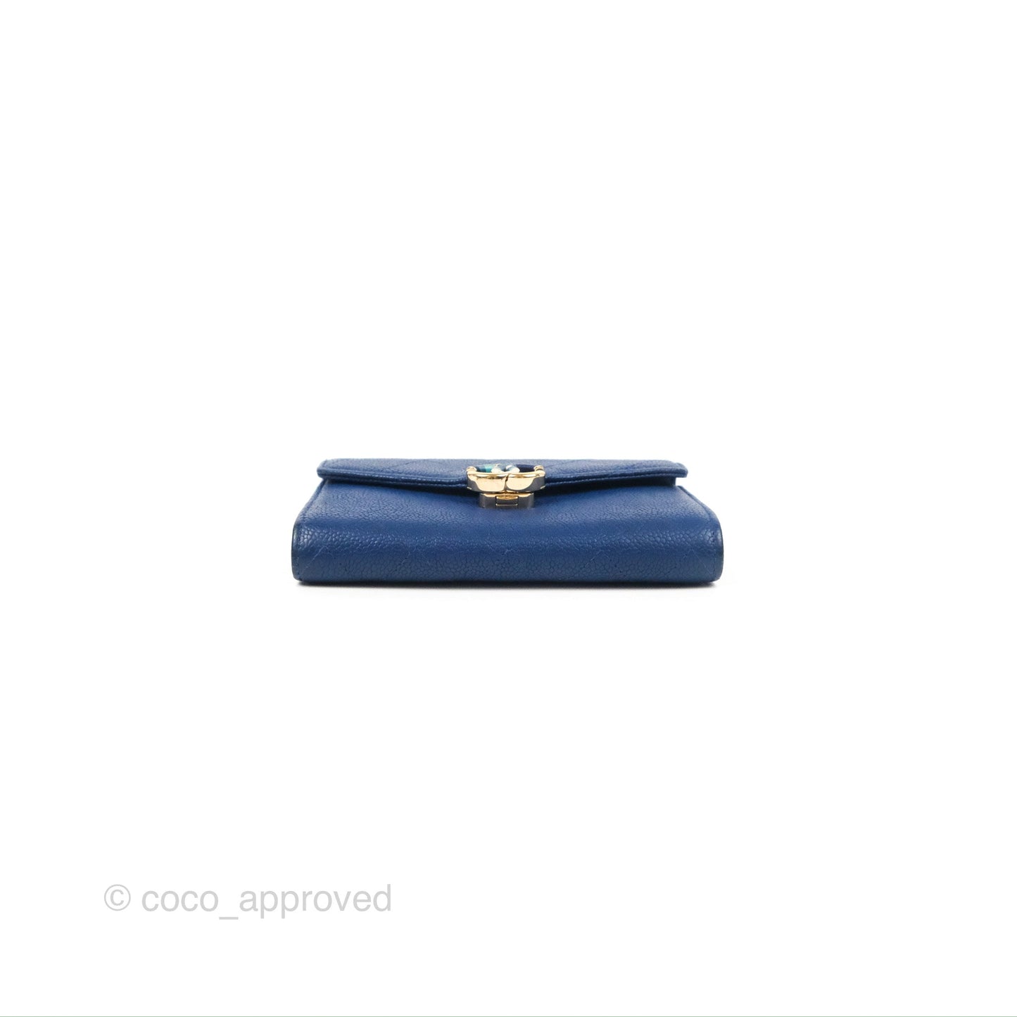 Chanel Quilted Medium Flap Wallet Blue Caviar Gold Hardware