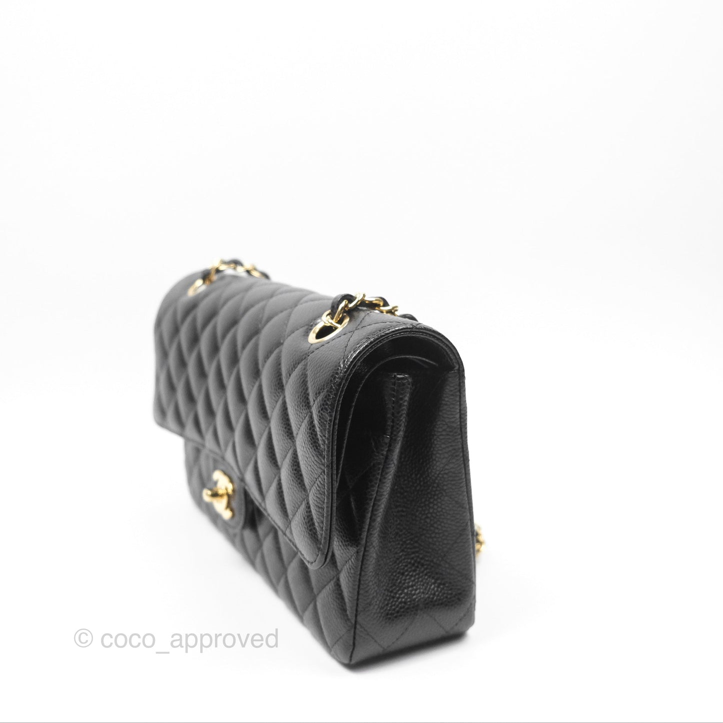 Chanel Classic M/L Medium Flap Quilted Black Caviar Gold Hardware