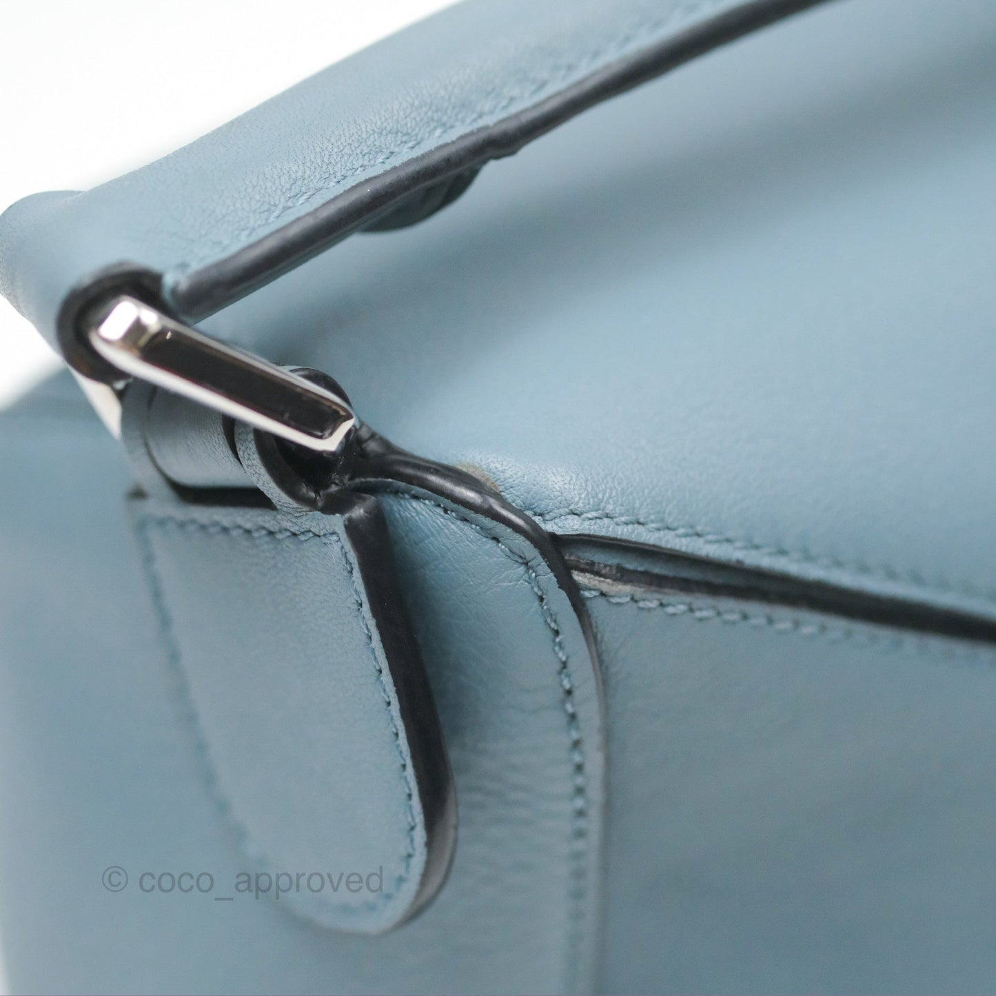 Loewe Small Puzzle Bag Stone Blue Calfskin Gold Hardware