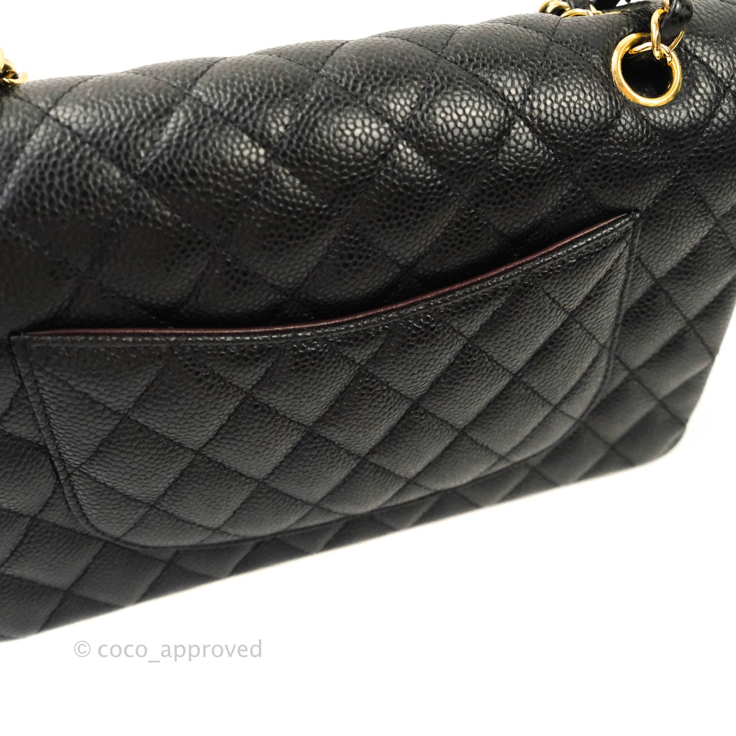 Chanel Quilted M/L Medium Double Flap Black Caviar Gold Hardware