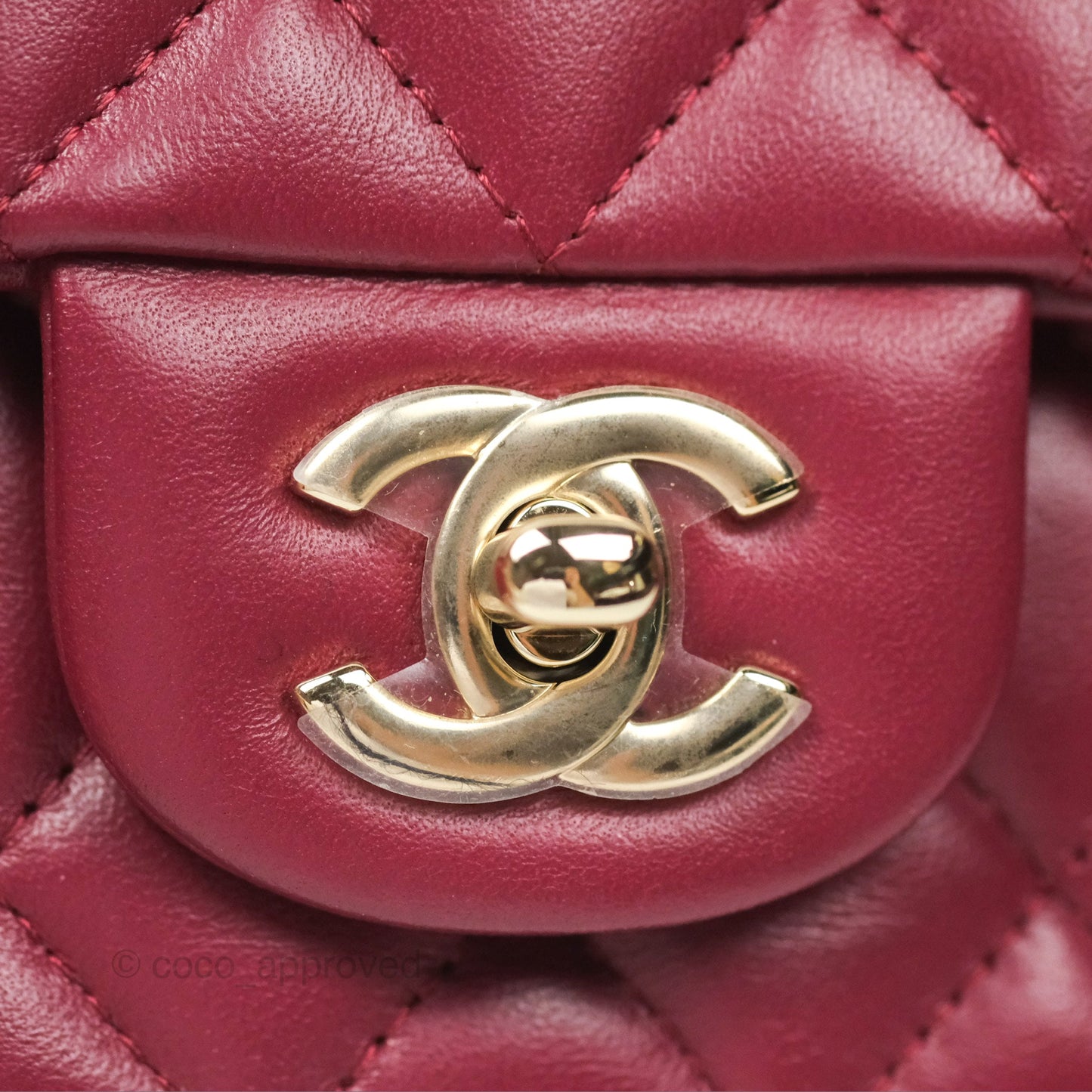 Chanel Top Handle Mini Rectangular Flap Bag Burgundy Red Lambskin Gold Hardware