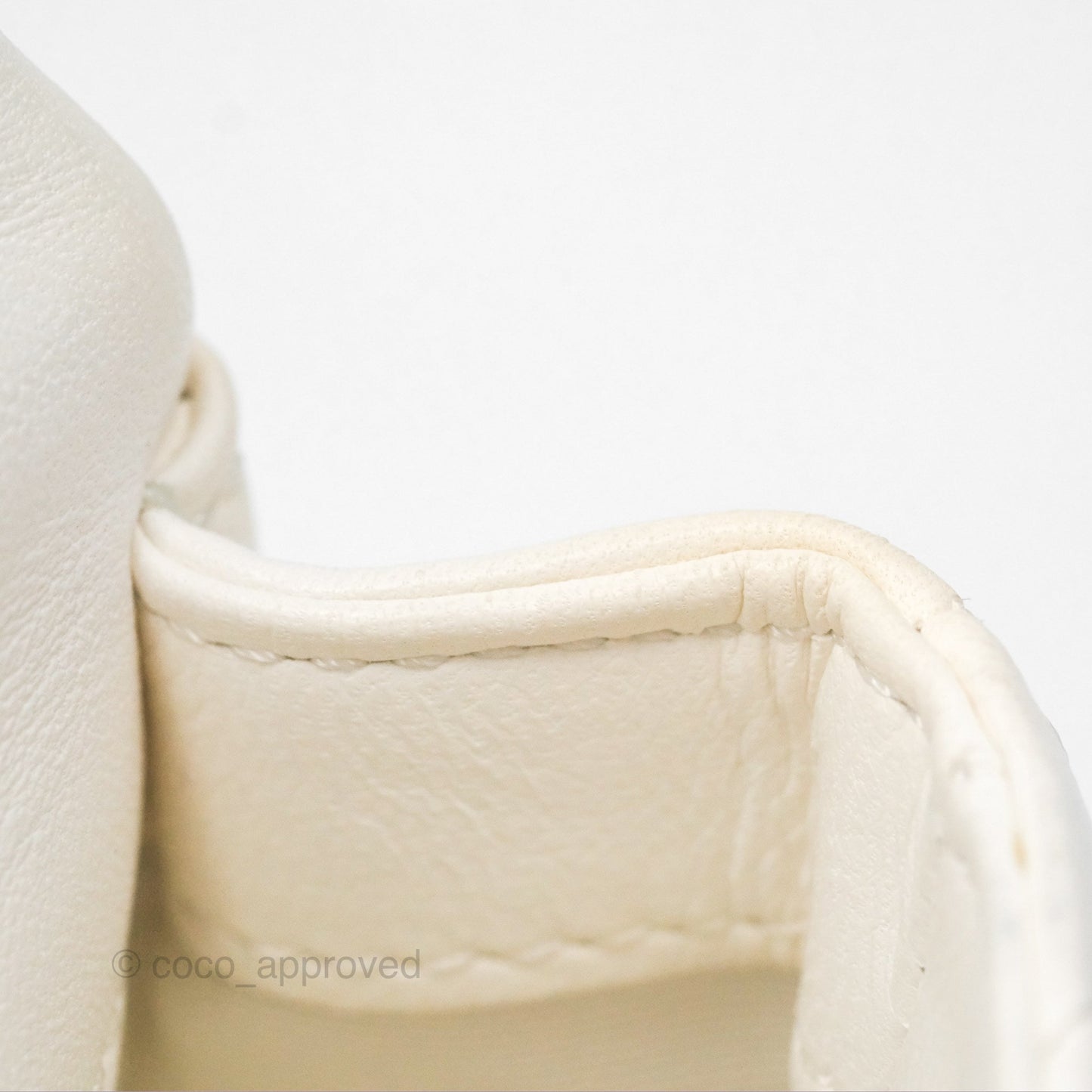 Chanel Small Logo Pearl Chain Flap Bag White Lambskin Gold Hardware