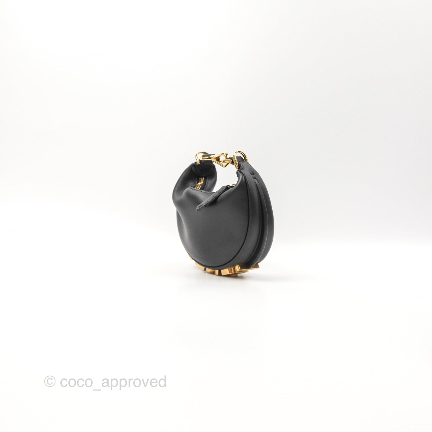 Fendi Nano Fendigraphy Hobo Bag Black Gold Hardware