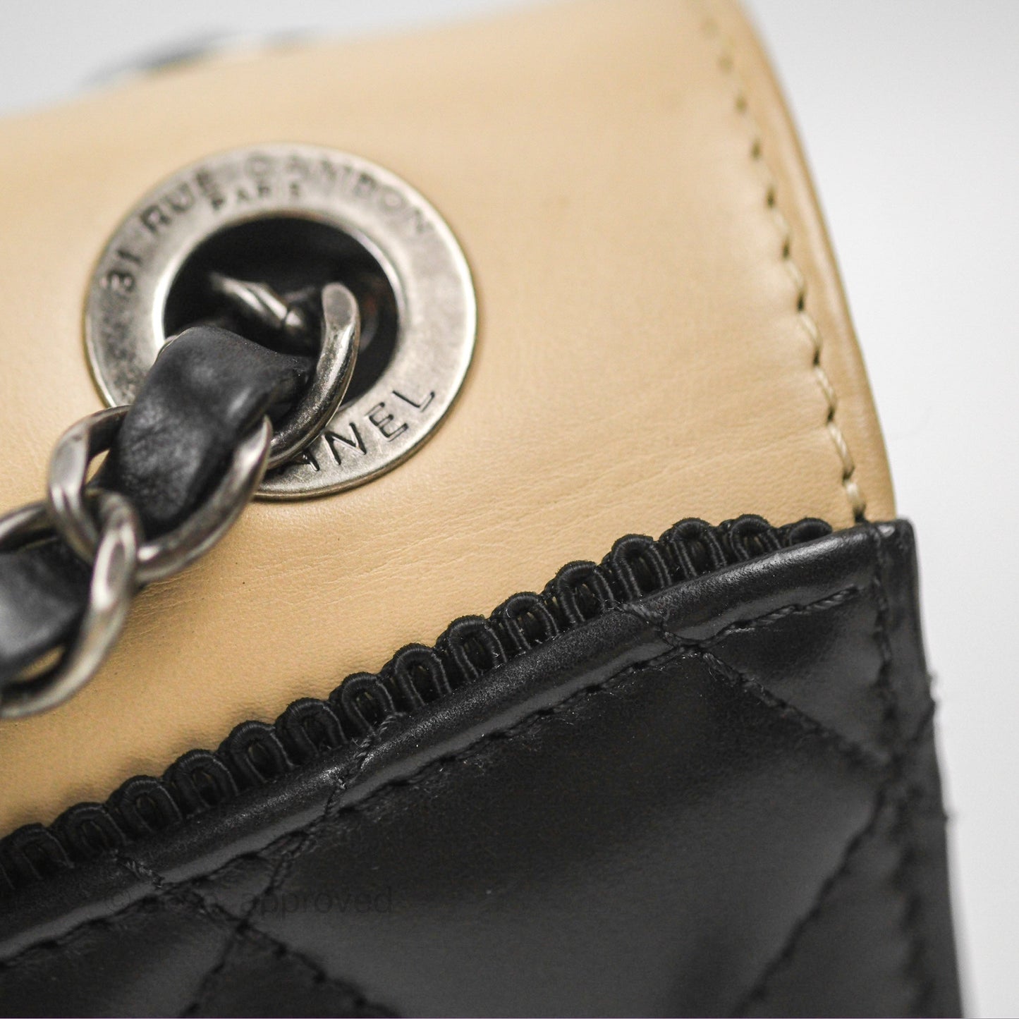 Chanel Quilted Ballerine Flap Light Beige Black Calfskin Ruthenium Hardware