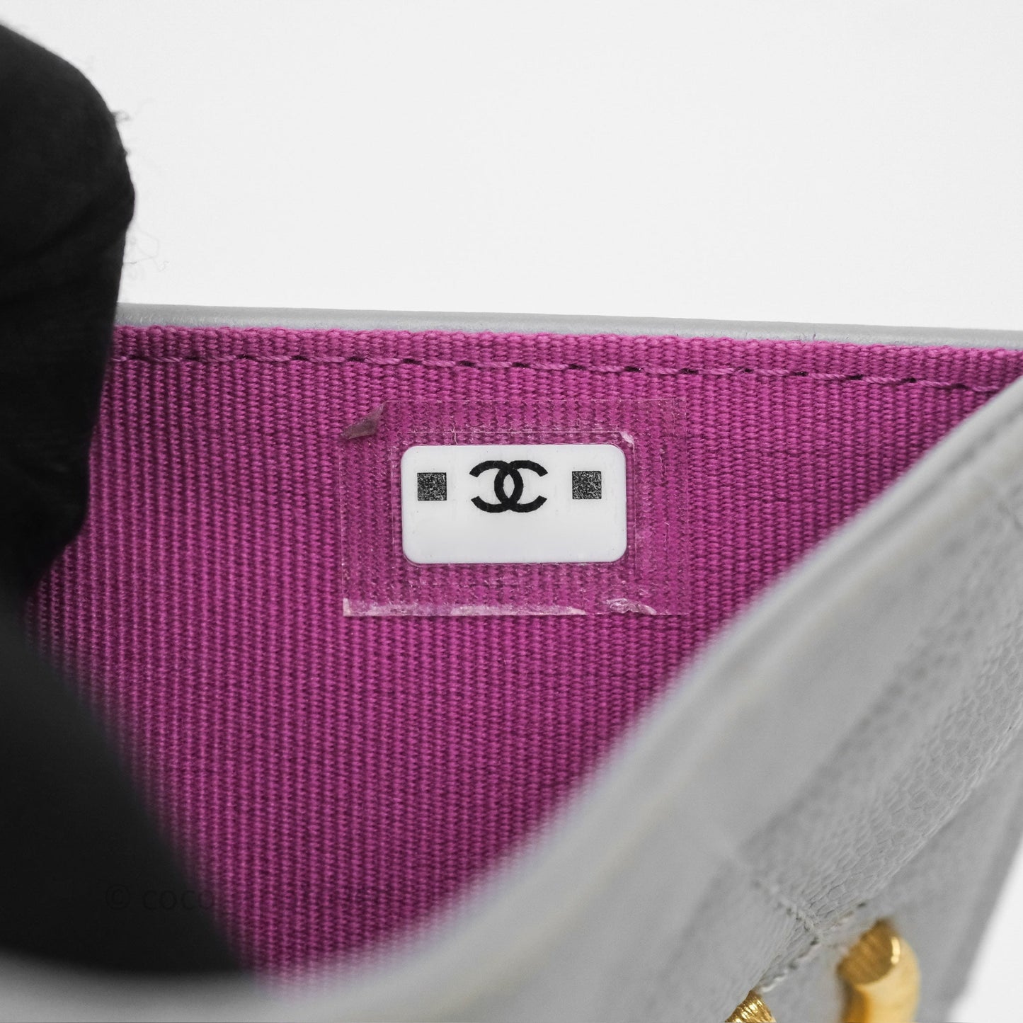 Chanel Quilted Short Wallet Grey Caviar Gold Hardware