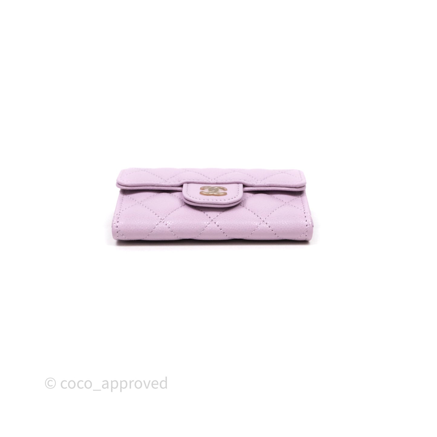 Chanel Quilted Flap Card Holder Purple Caviar Gold Hardware
