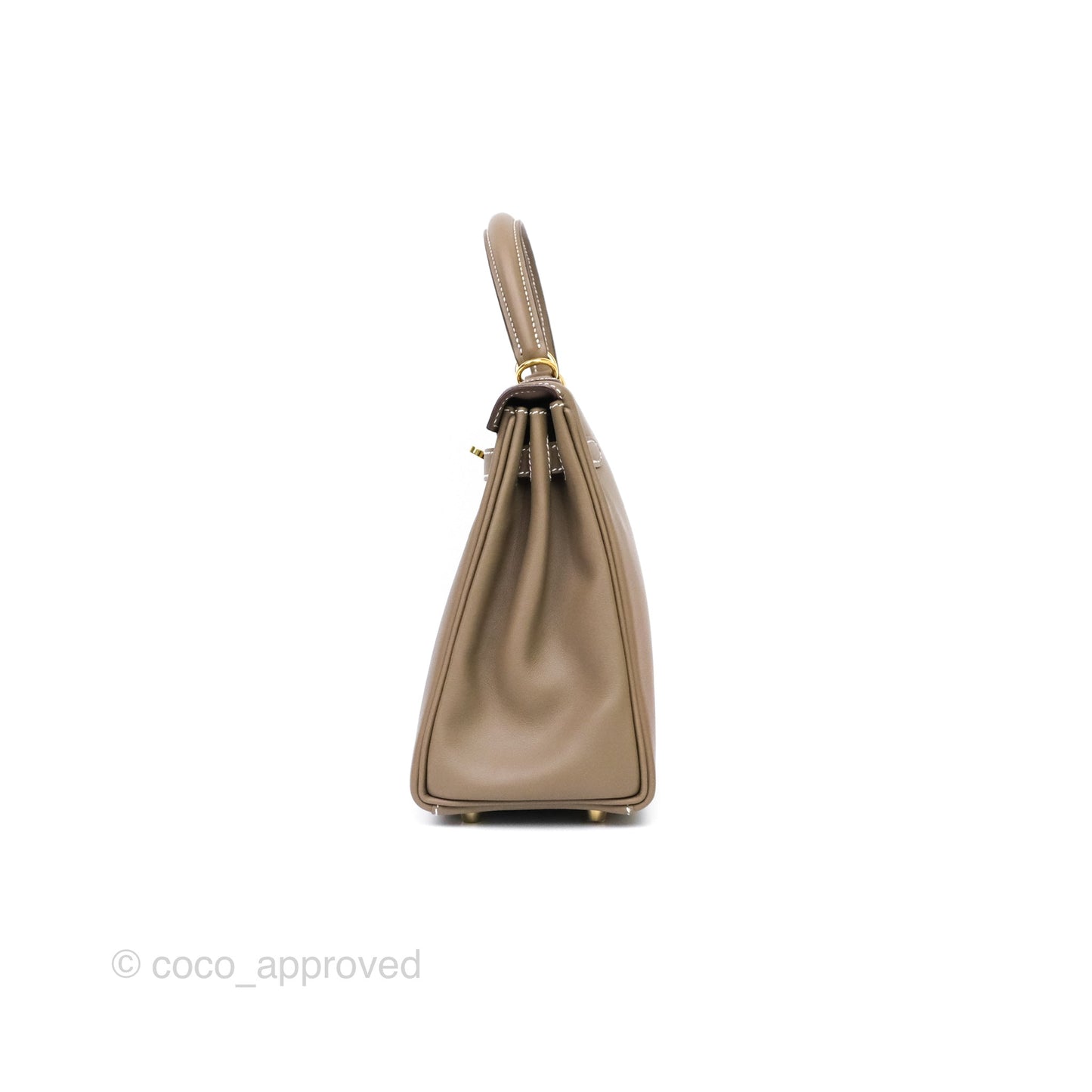 Hermès Retourne Kelly 25 Etoupe 18 Swift Gold Hardware