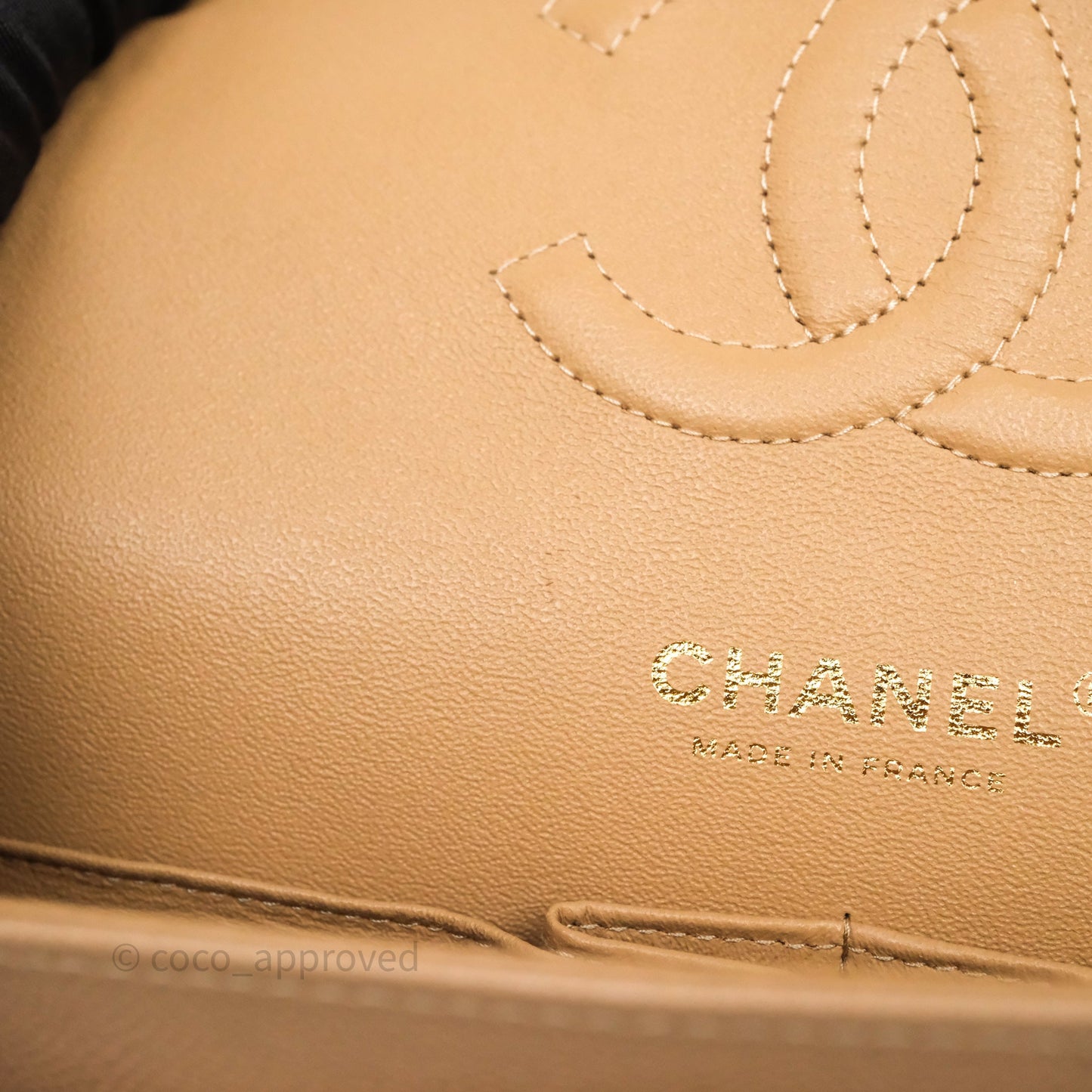 Chanel Classic M/L Medium Flap Quilted Dark Beige Caviar Gold Hardware