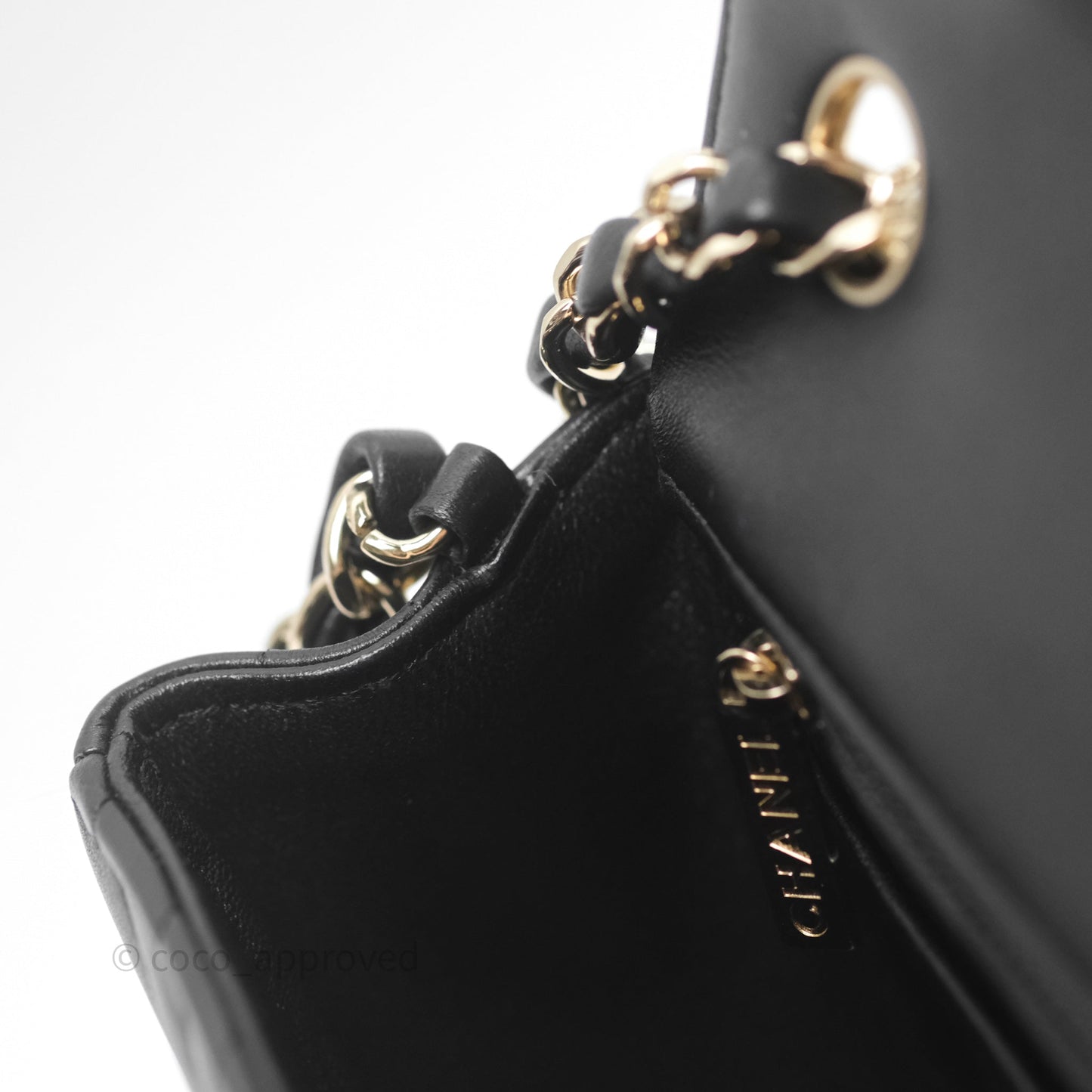 Chanel Mini Square Black Chevron Lambskin Gold Hardware