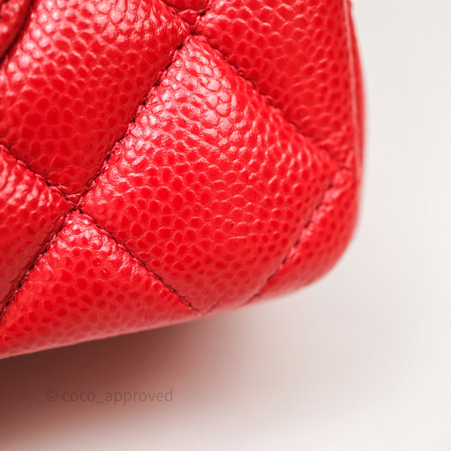 Chanel Small Classic Flap Quilted Red Caviar Silver Hardware