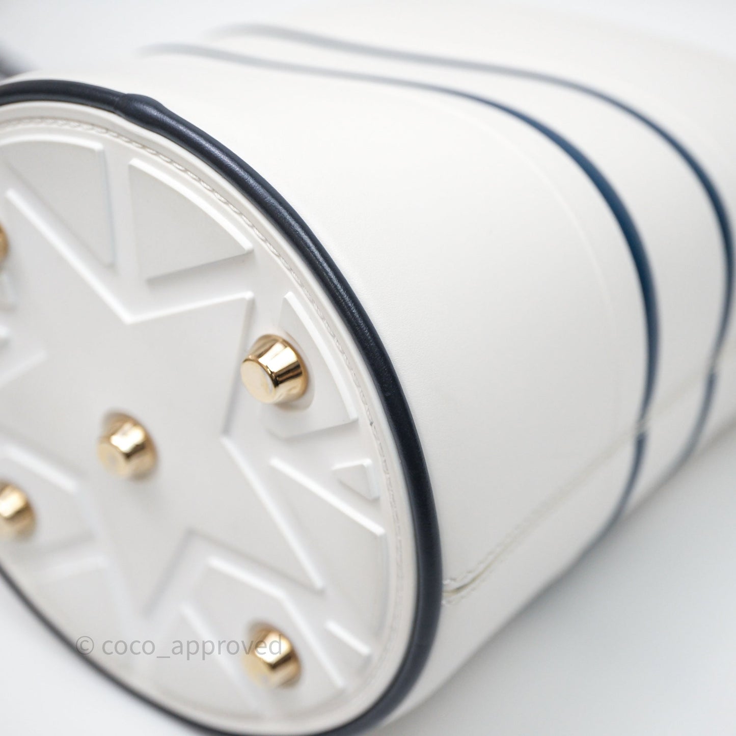 Dior Small Vibe Bucket Bag White Navy Smooth Calfskin
