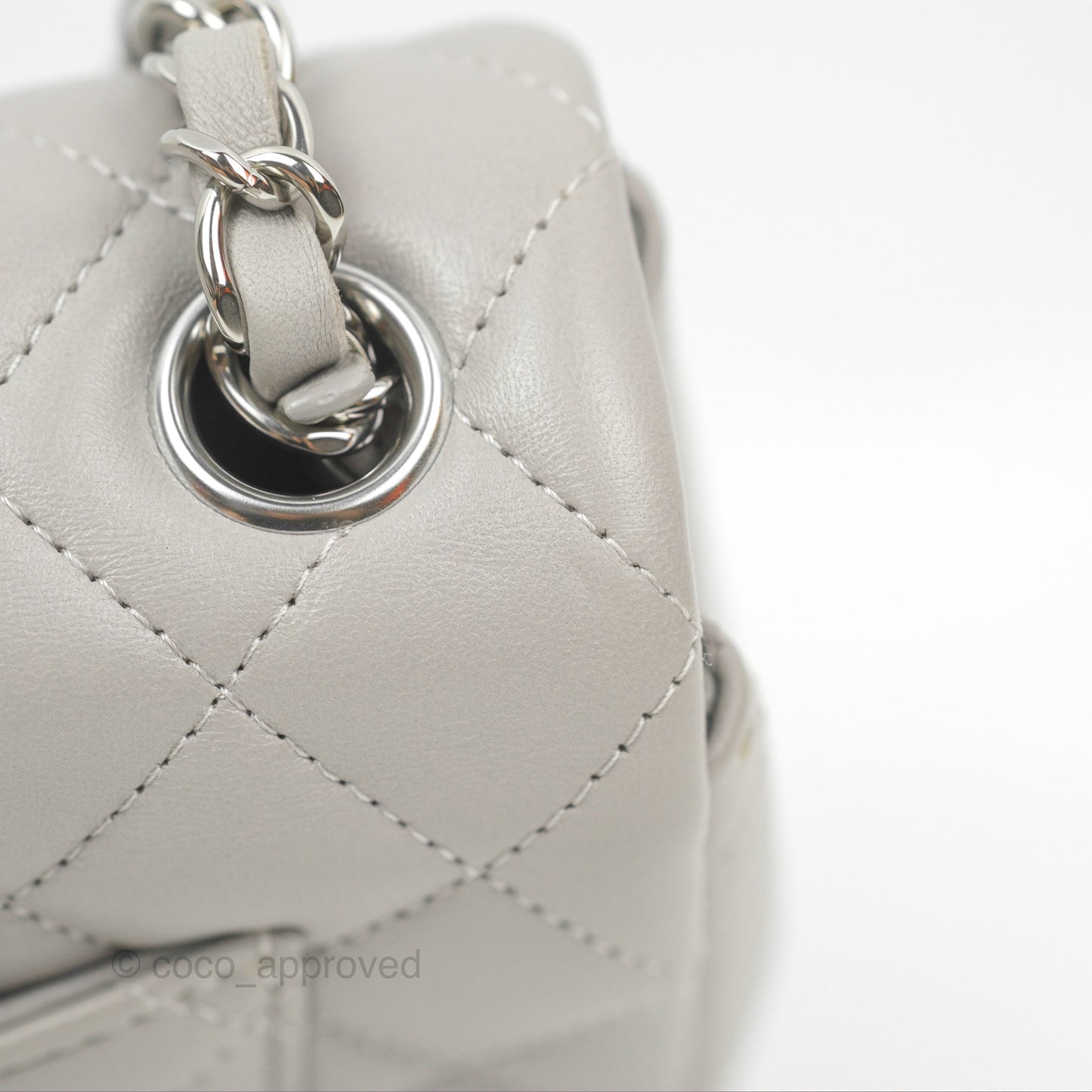 Chanel Quilted Mini Rectangular Grey Lambskin Silver Hardware