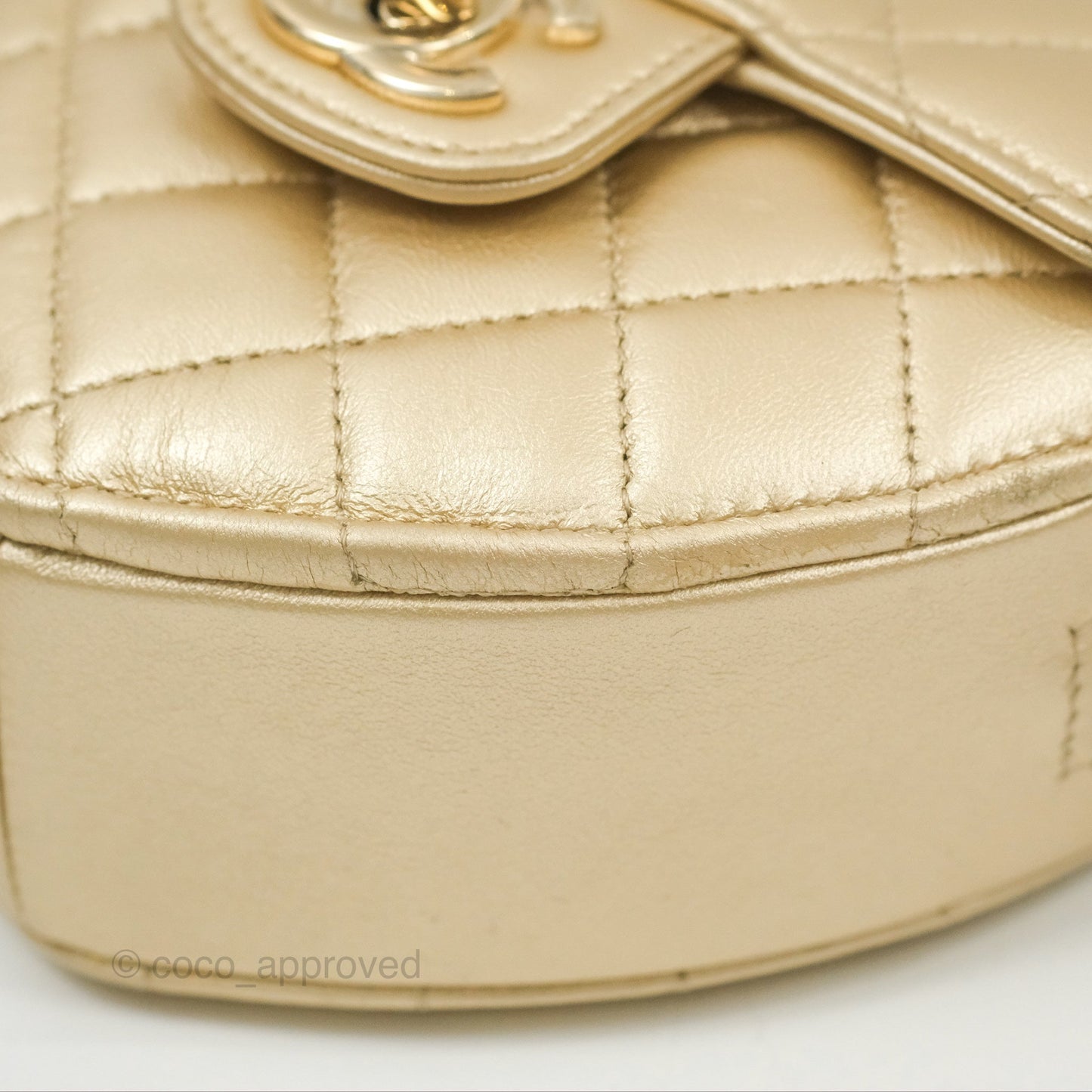 Chanel Small Heart Bag Iridescent Gold Lambskin Gold Hardware 22S