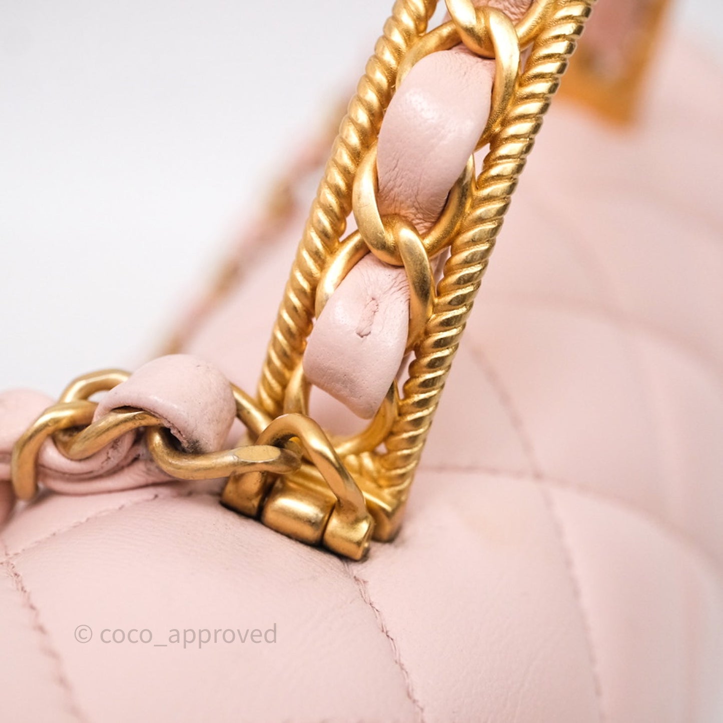 Chanel Top Handle Mini Rectangular Flap Bag Pink Lambskin Aged Gold Hardware