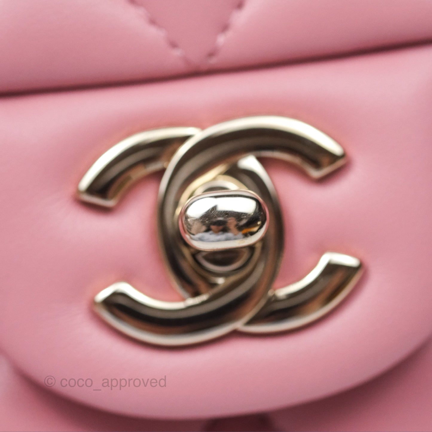 Chanel Top Handle Mini Rectangular Flap Bag Pink Lambskin Gold Hardware