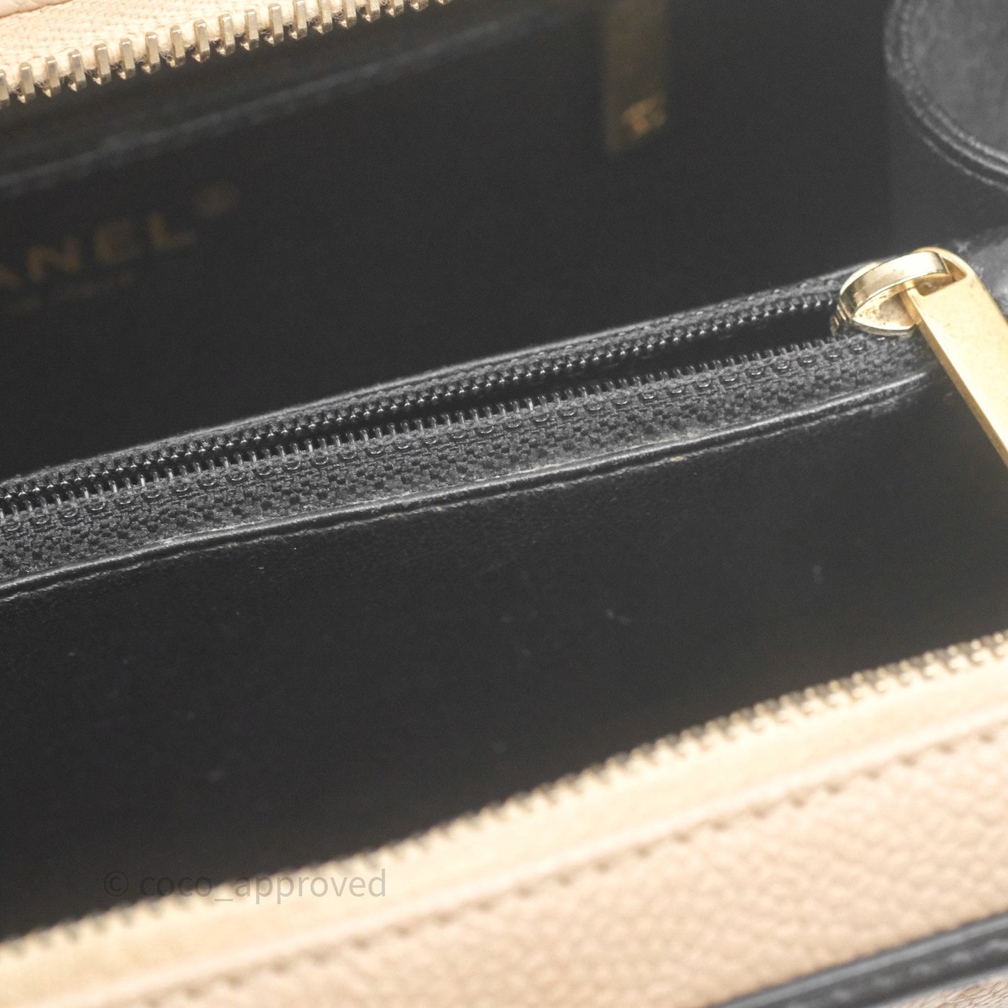 Chanel Medium CC Filigree Vanity Case Quilted Beige Black Caviar