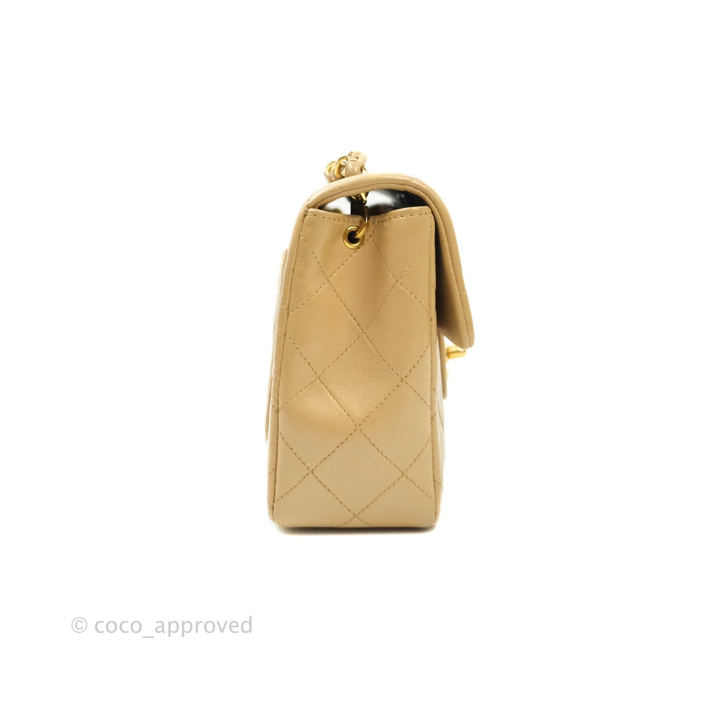 Chanel Mini Square Beige Lambskin 24K Gold Hardware