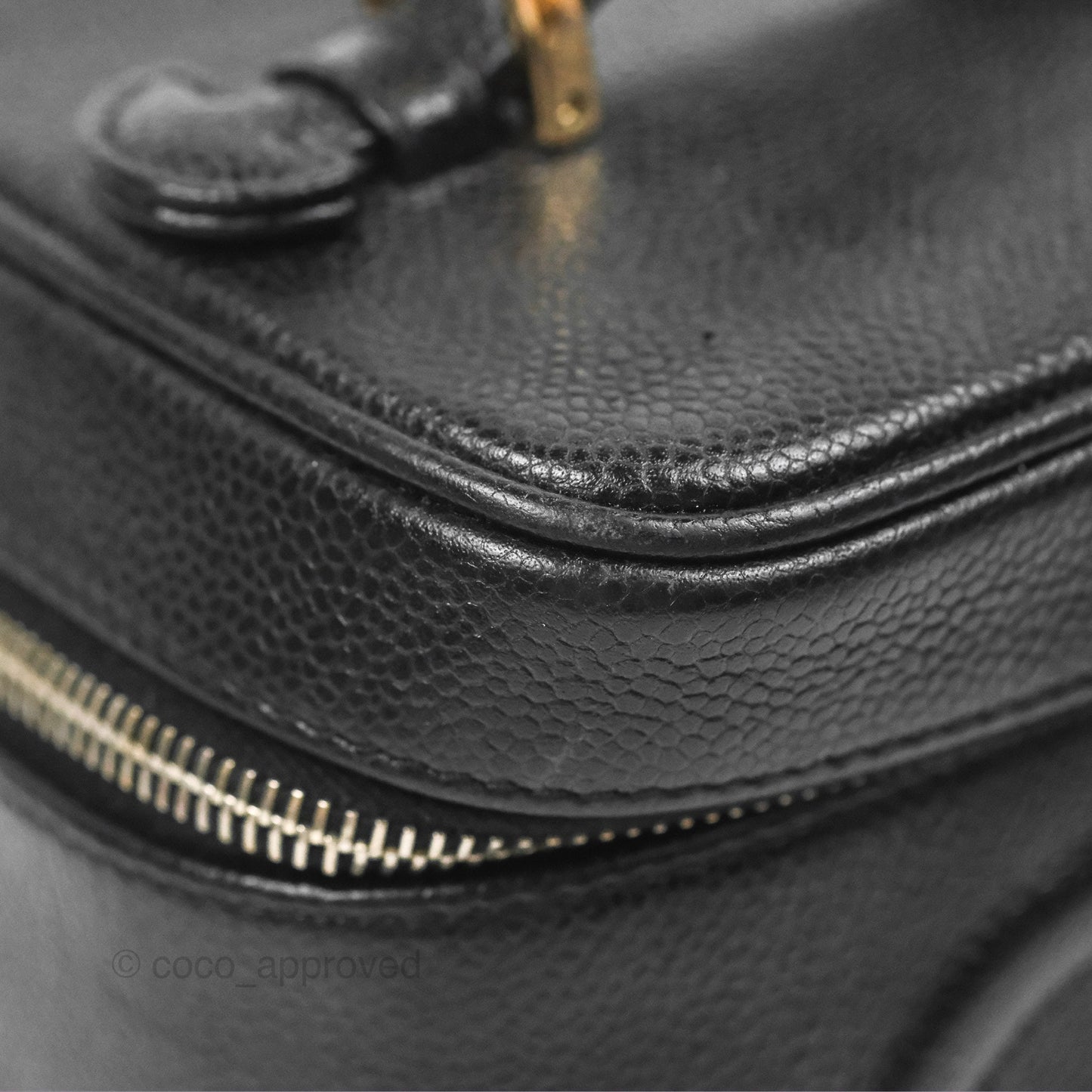 Chanel Vintage Vanity Case Black Caviar Gold Hardware