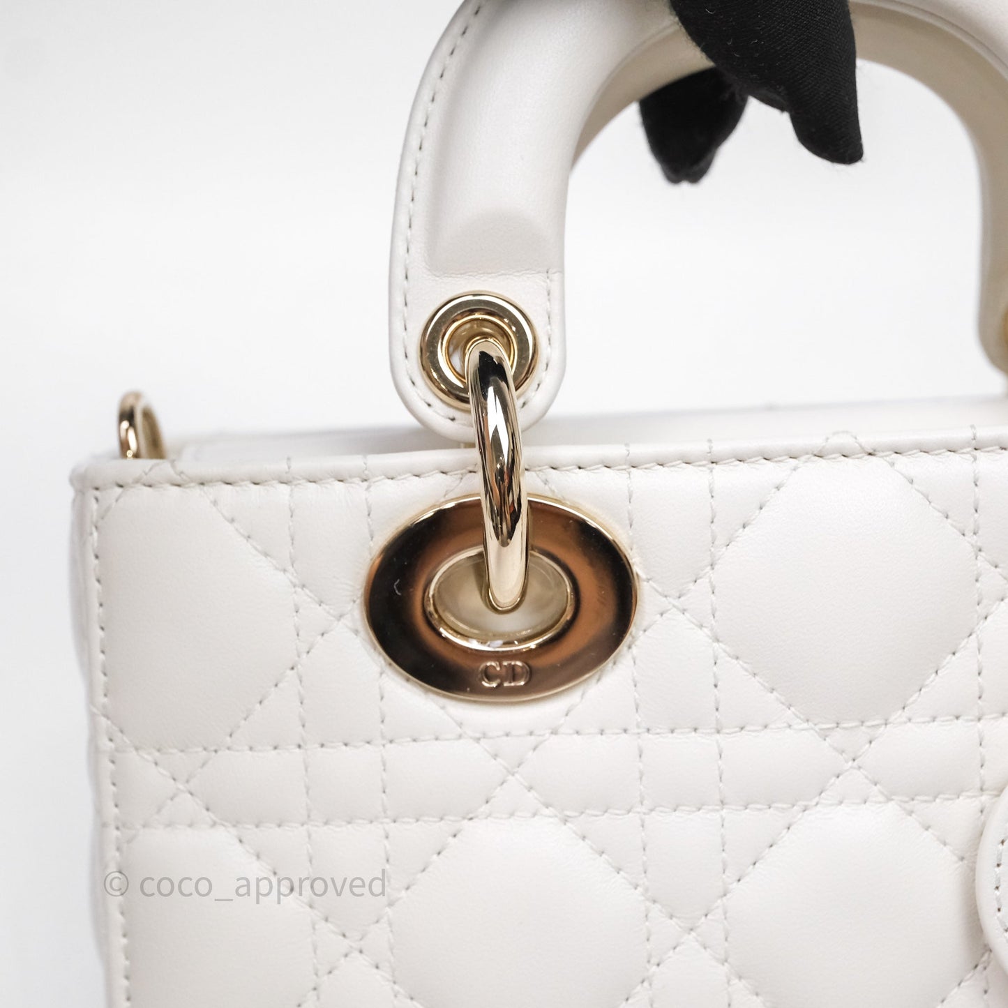 Christian Dior Mini Lady D-Joy White Light Gold Hardware