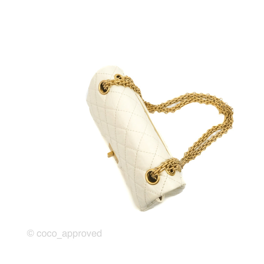 Chanel Mini Reissue 224 White Ivory Aged Calfskin Aged Gold Hardware