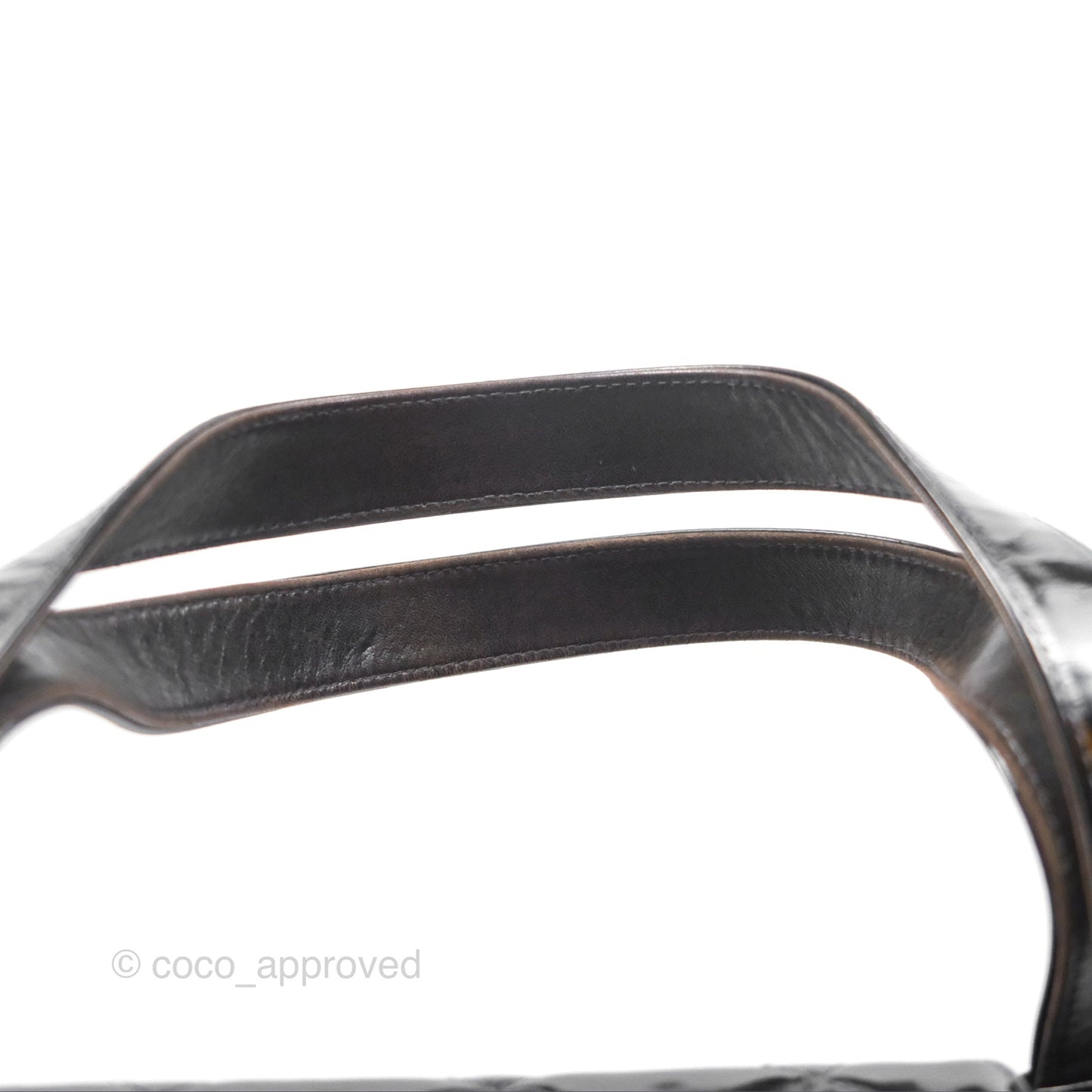 Chanel Vintage Tote Quilted Black Patent Silver Hardware